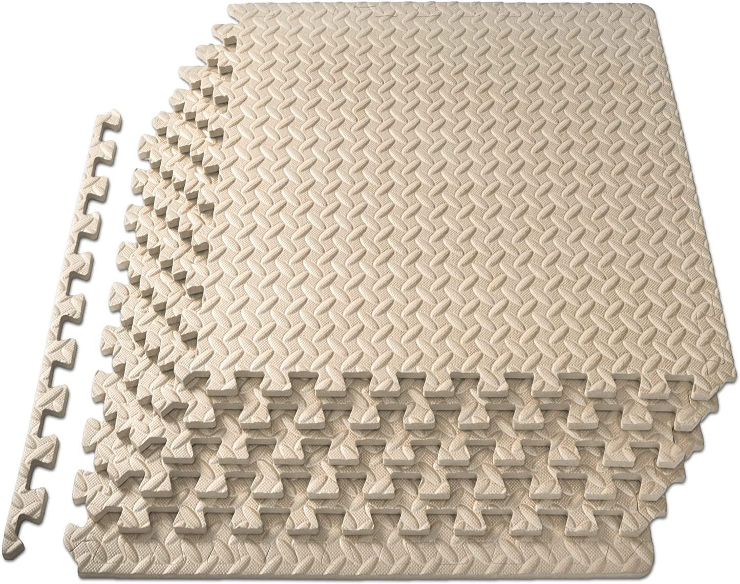 Puzzle Exercise Mat ½ In, EVA Interlocking Foam Floor Tiles for Home Gym, Mat for Home Workout Equipment, Floor Padding for Kids, Black, 24 in X 24 in X ½ In, 48 Sq Ft - 12 Tiles