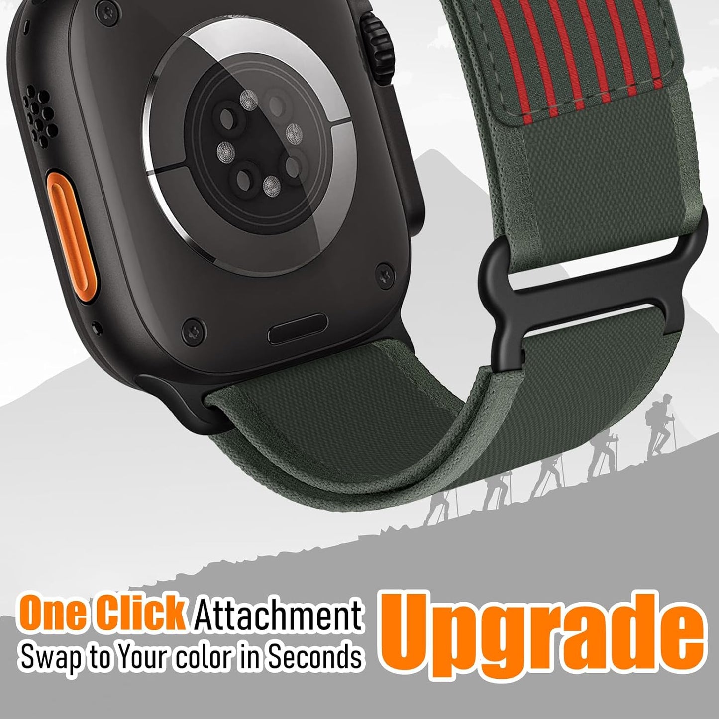 Trail Loop Nylon Band - Compatible with Apple Watch Ultra 2 Band 49Mm 46Mm 45Mm 44Mm 42Mm 41Mm 40Mm 38Mm Men Women,Rugged Braided Elastic Weave Sport Strap for Iwatch Ultra Series 10/9/8/7/6/SE/5/4/3