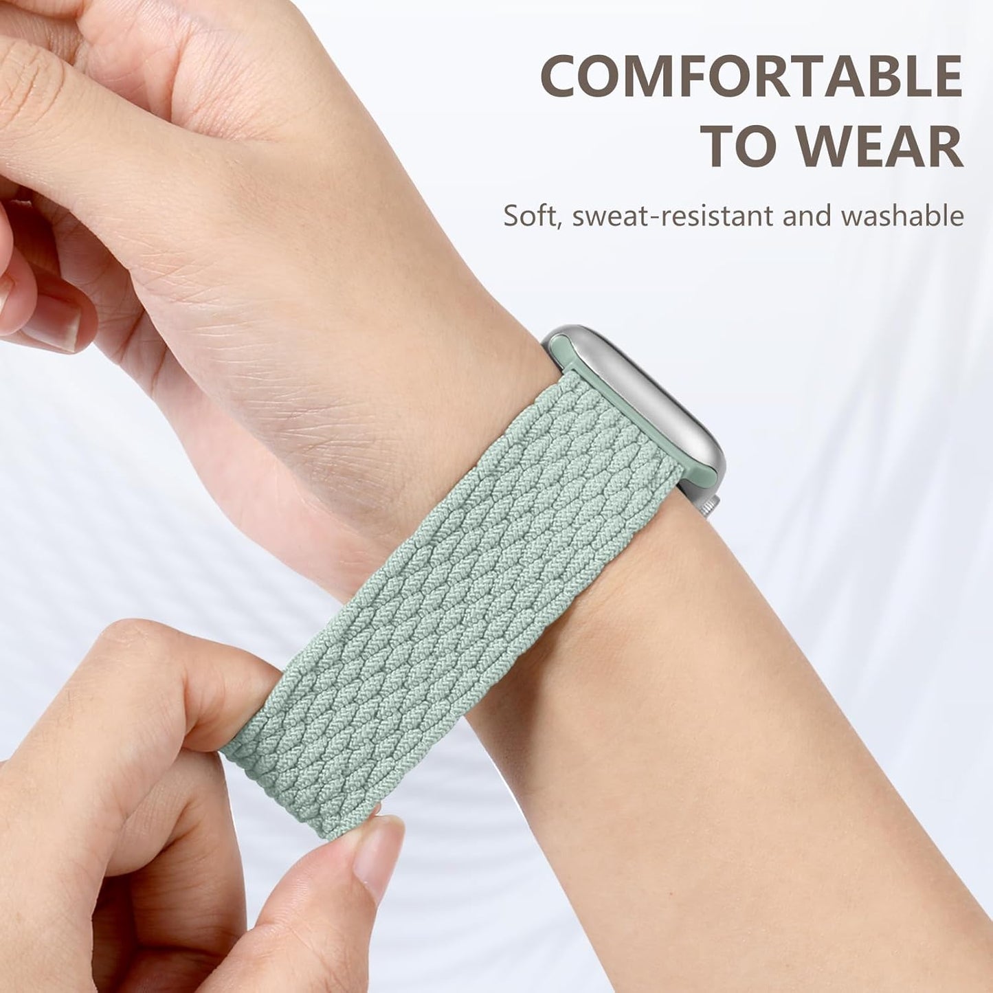 Braided Solo Loop Compatible with Apple Watch Ultra/Ultra 2 Band 42Mm 44Mm 45Mm 49Mm Men, Adjustable Stretchy Nylon Solace Bands Elastic Sport Wristband Straps for Iwatch Series 9 8 7 6 5 4 3 2