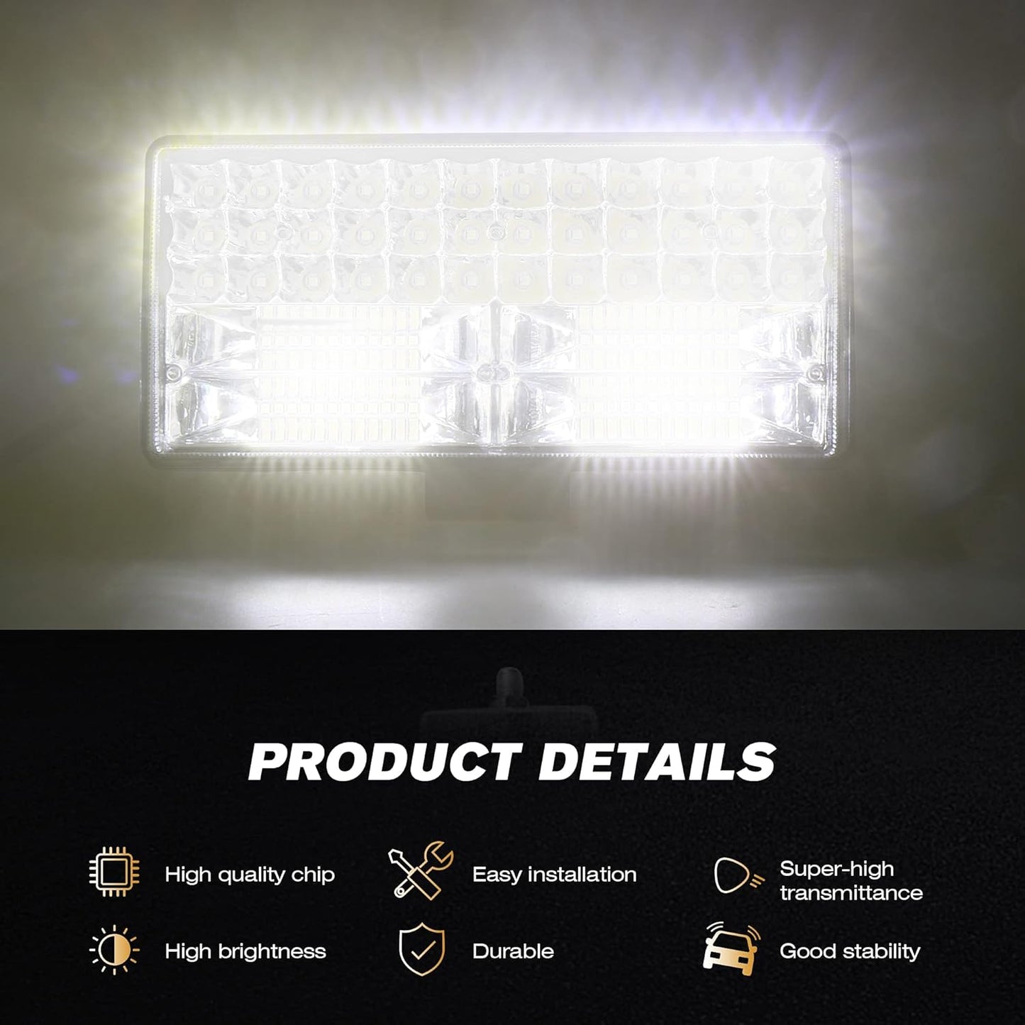 Led Work Light for Truck, 9 Inch 12-80V 84LED 32000Lm 250W Spot & Flood Combo off Road Light Bar Waterproof Led Driving Light Assemblies for Tractor Pickup Cabin Boat Car Jeep SUV ATV (Pair)