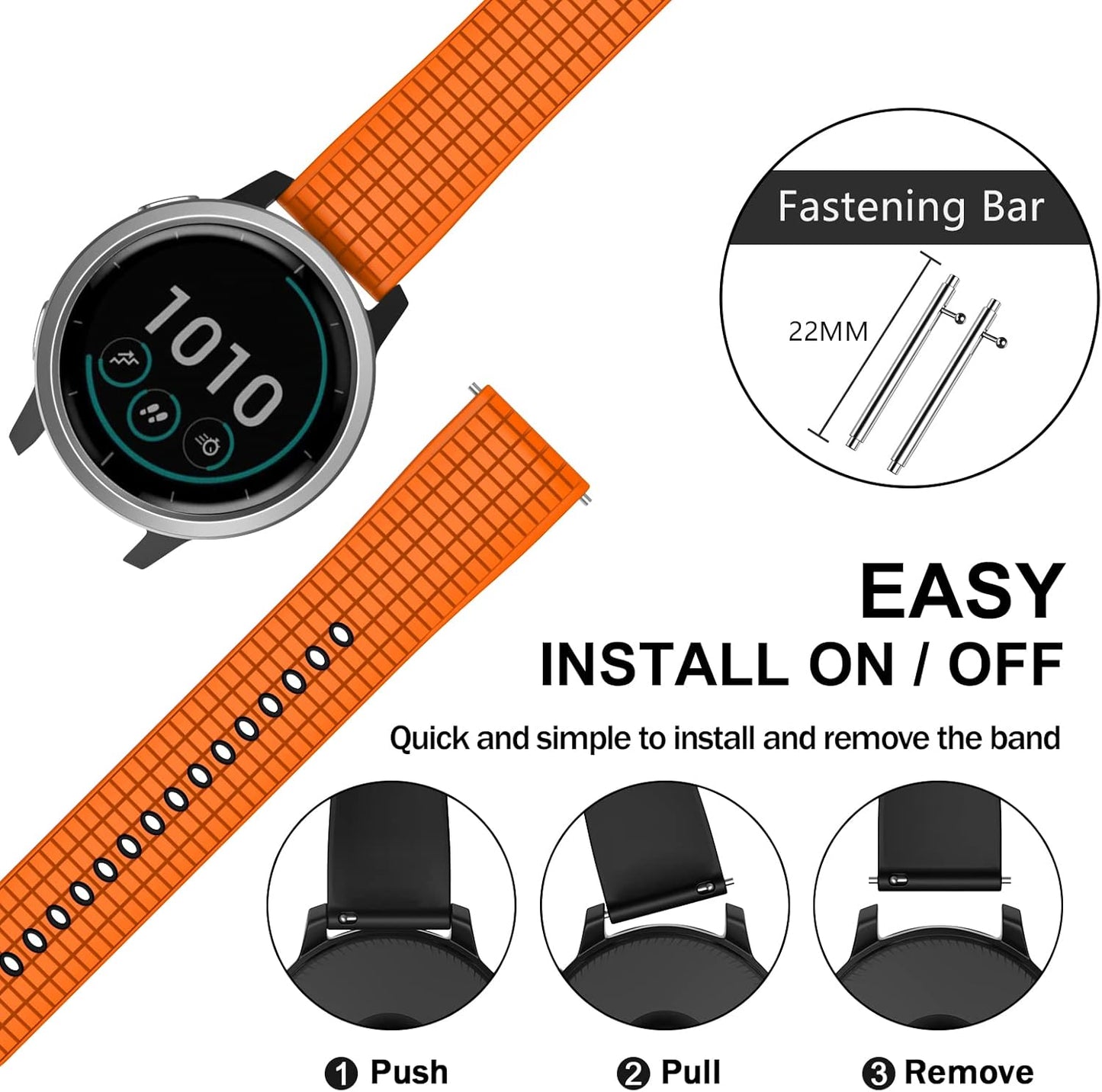 Compatible with Garmin Vivoactive 4 Band, 22Mm Soft Silicone Watch Band for Active/Samsung Galaxy Watch 46 Mm/Gear S3 Frontier/S3 Classic/Huawei Watch Gt2/Ticwatch Pro S2/E2 Smartwatches