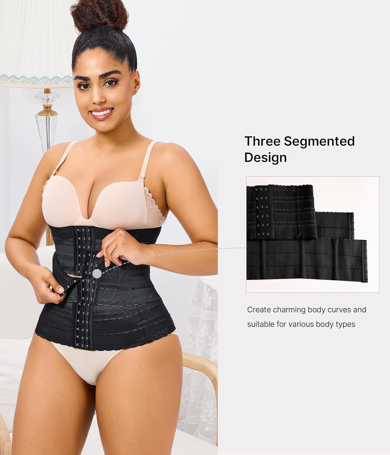 Waist Trainer for Women Corset Shapewear Tummy Control Segmented Waist Cincher Workout Girdle