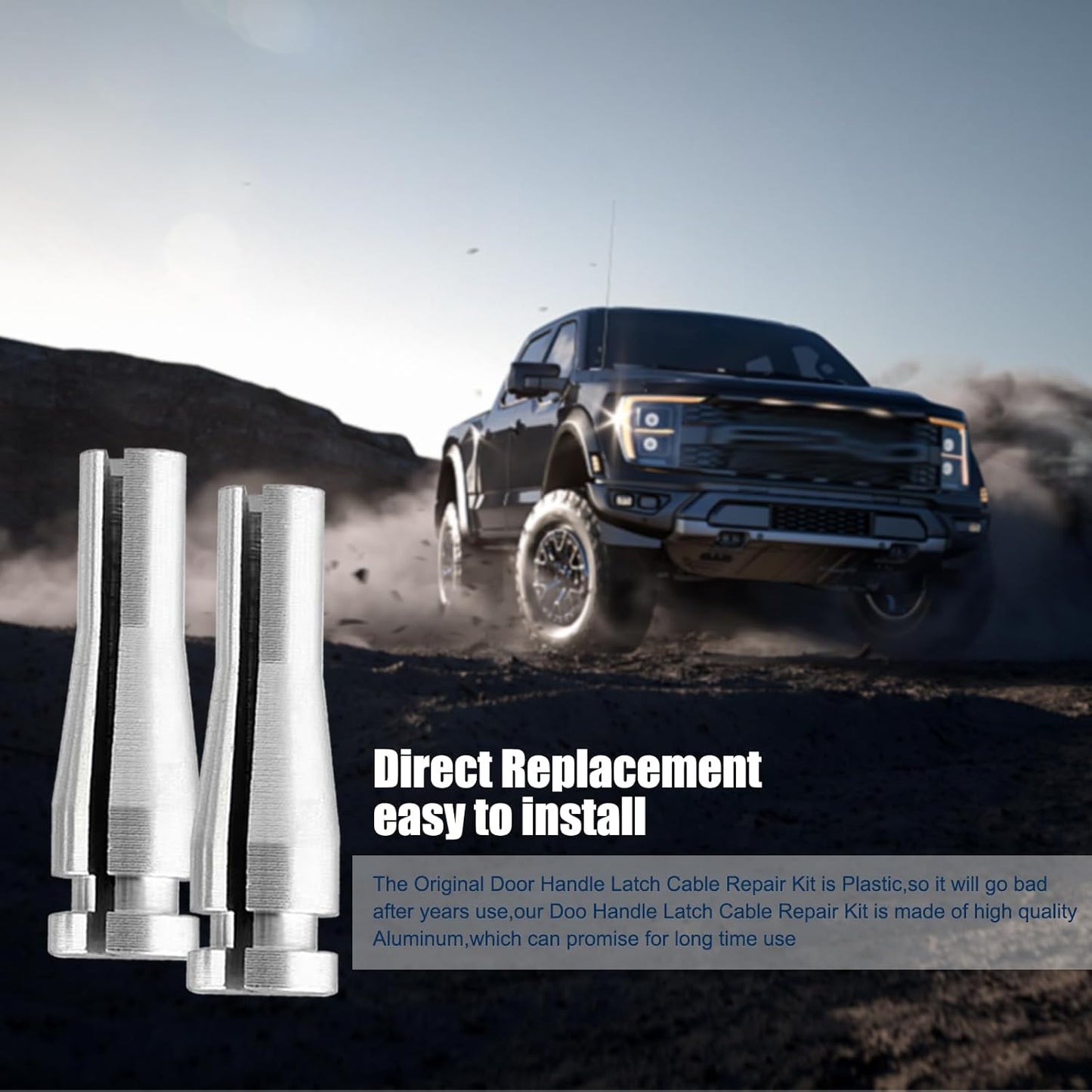 4 PCS Automotive Door Latch Cable Repair Combo Kit, 1.43" X 0.3" Metal Standard Terminal Locking Cam, Multi-Function Accessories, Compatible with Ford F-Series F150 F250 F350 (Silver)