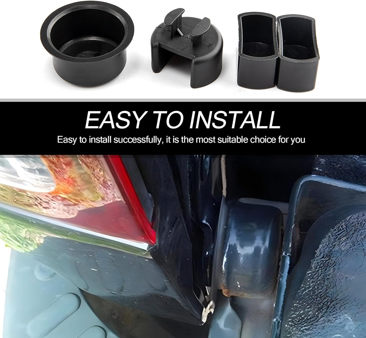 4 PCS Car Tailgate Hinge Pivot Bushing Kit, ABS 3 Specs Backsplash Insert for Left and Right Bed and Door Sides, Direct Replacement Accessory, Compatible with Dodge Ram Ford F-Series (Black)