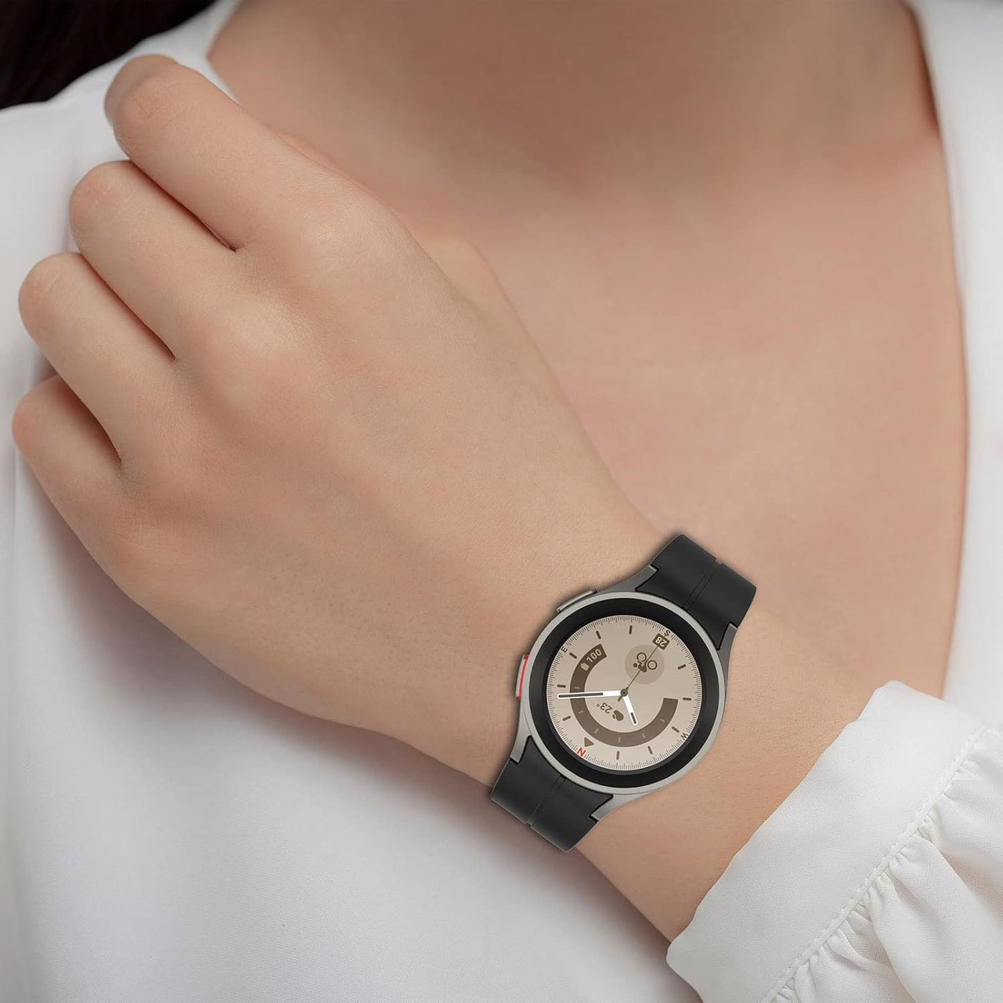 Silicone Magnetic Buckle Band Compatible with Samsung Galaxy Watch 5 40Mm 44Mm/Galaxy Watch 5 Pro 45Mm, Waterproof Silicone Sport No Gap Connector Smartwatch Bands for Galaxy Watch 4