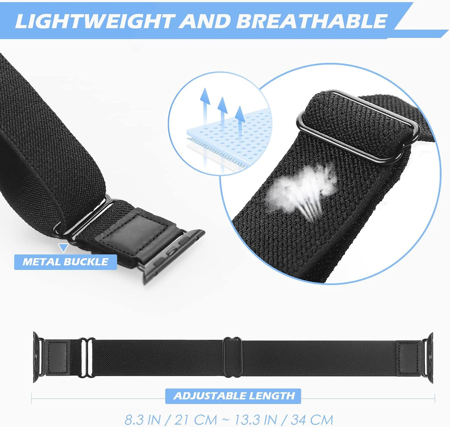 Elastic Armband Compatible with Apple Watch 41Mm,42Mm,44Mm,45Mm,Iwatch Series SE/7/6/5/4/3 Strap,Adjustable Sport Workout Nylon Women Men Replacement Arm or Ankle Band,Heart Rate Monitor Armband.