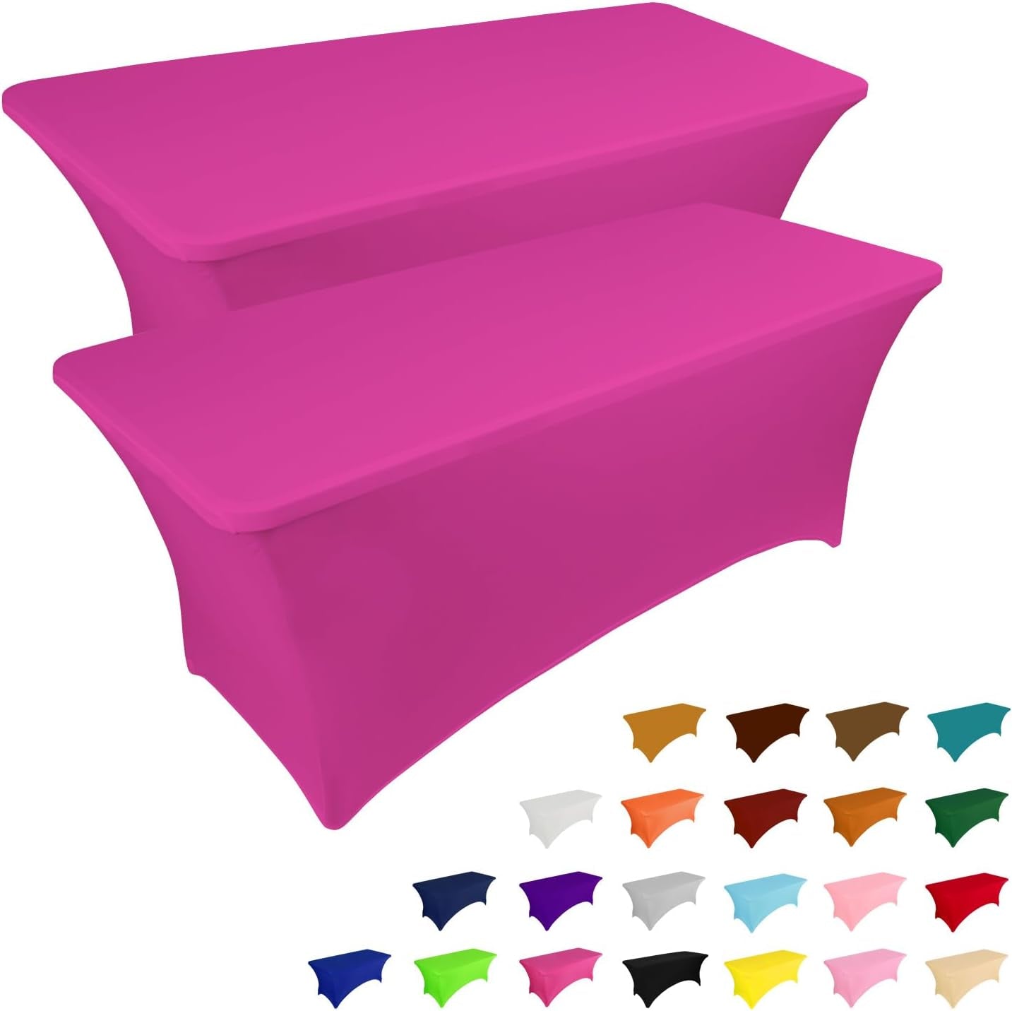 2 Pack 6FT Table Cloth for Rectangular Fitted Events Stretch Black Table Covers Washable Table Cover Spandex Tablecloth Table Protector for Party, Wedding, Cocktail, Banquet, Festival