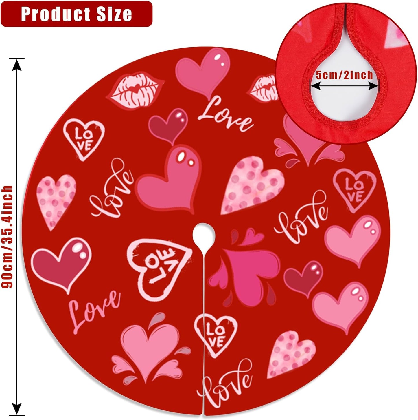 36 Inch Valentine'S Day Tree Skirt Love Heart Clover Double Sided Print Mat St. Patrick'S Day Tree Skirt Christmas Tree Skirt for Holiday Party Decoration
