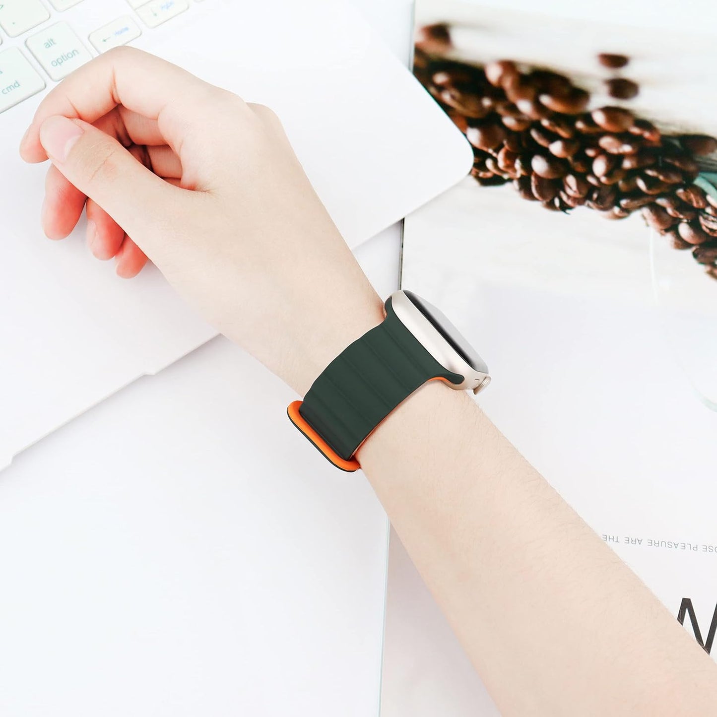 Silicone Magnetic Watch Bands Compatible with Apple Watch Band 38/40/41Mm 42/44/45/49Mm for Women Men, Soft Silicone Watch Band with Strong Magnetic Closure Compatible for Iwatch Series 8 7 6 5 4 3 2 1 SE