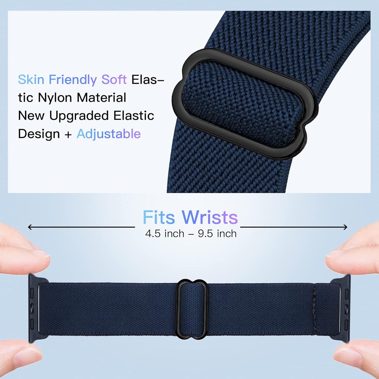 Stretchy Nylon Solo Loop Band Compatible with Apple Watch Band 49/45/44/42Mm 38/40/41Mm, Adjustable Braided Sport Elastic Wristbands Women Men Strap for Iwatch Series Ultra SE 8/7/6/5/4/3/2/1
