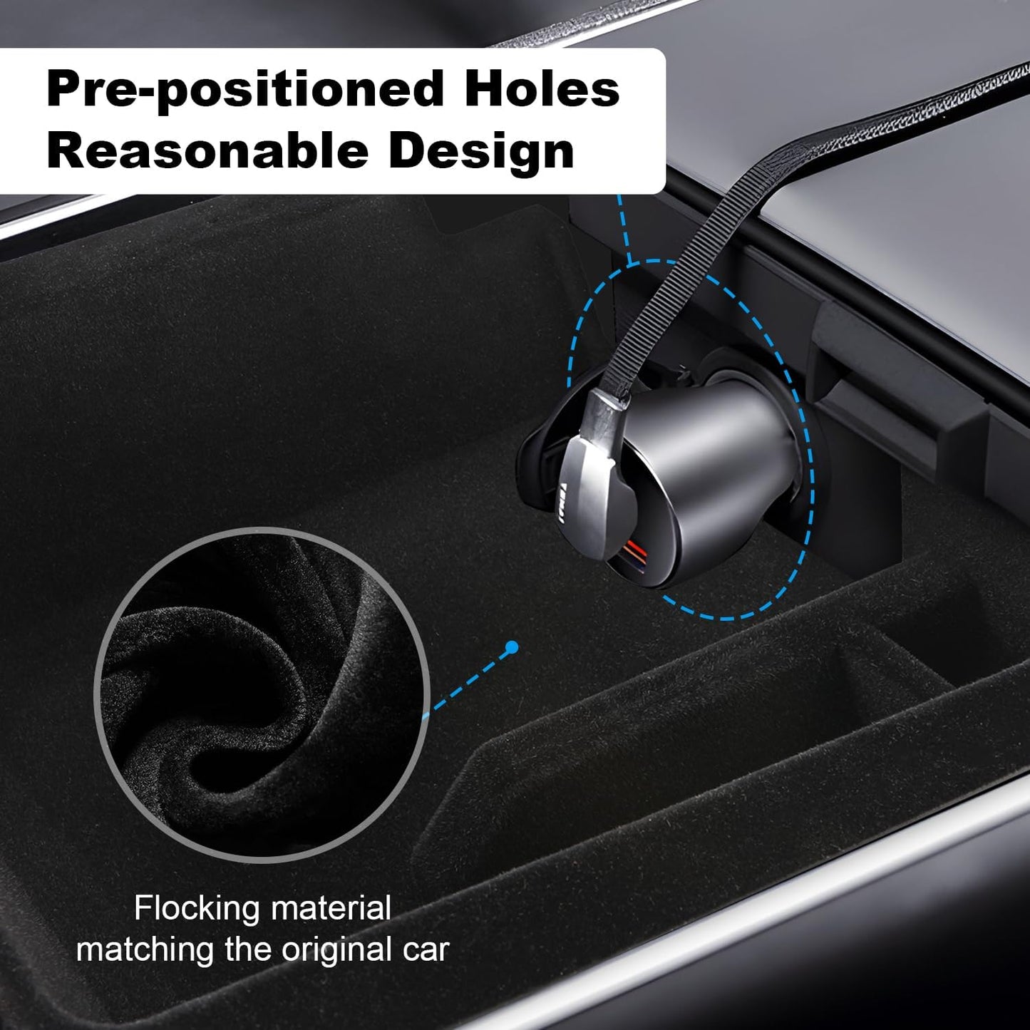 5 PCS 2024 Upgraded Center Console Organizer Tray Set for Tesla Model 3 Model Y Accessories Armrest Hidden Organizer Box Cup Holder Webcam Cover Black