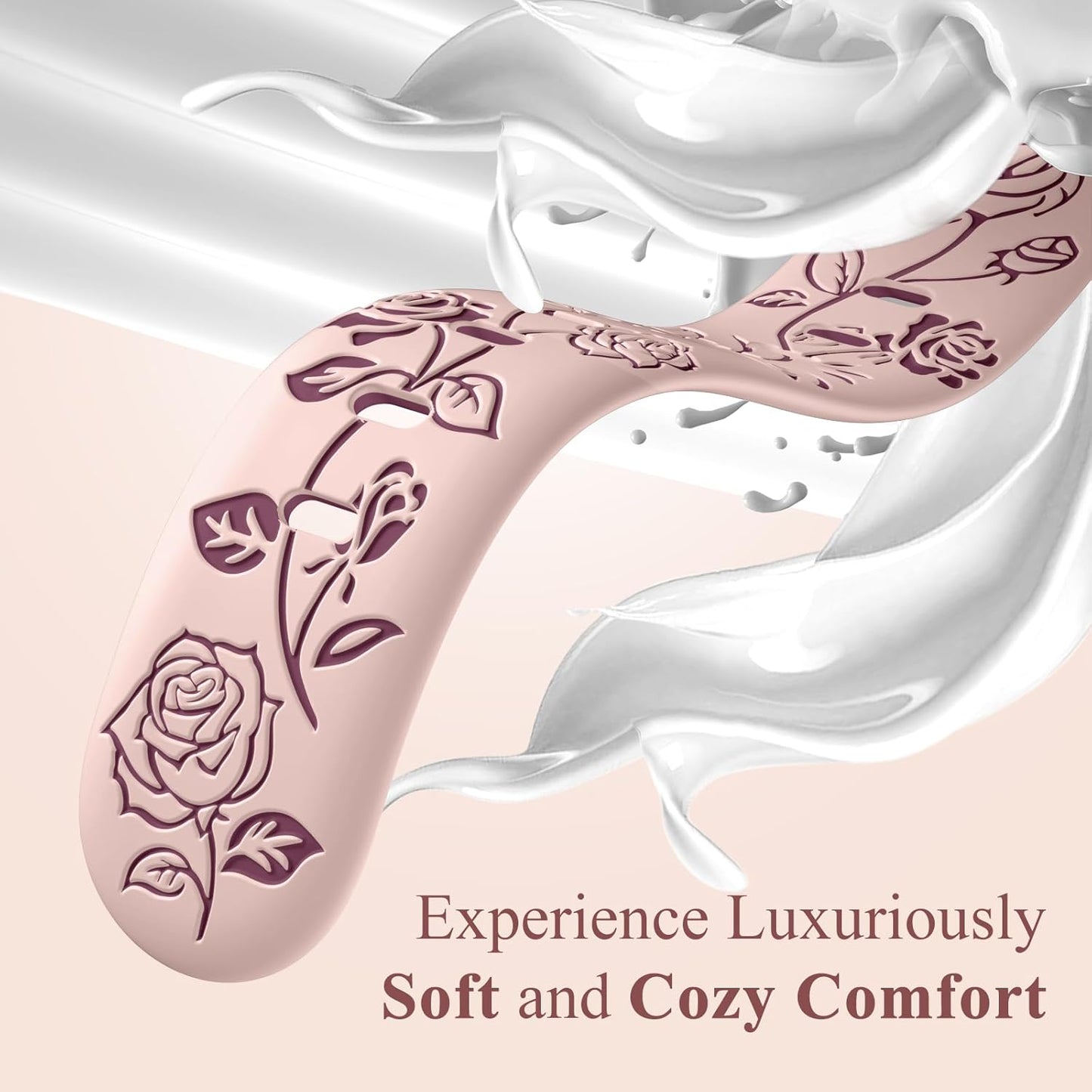 Floral Engraved Band Compatible with Apple Watch Bands 40Mm 41Mm 38Mm 44Mm 45Mm 42Mm 49Mm Women, Cute Two Tone Flower Soft Silicone Sport Strap for Iwatch Series 9 8 7 6 5 4 3 2 1 SE Ultra 2