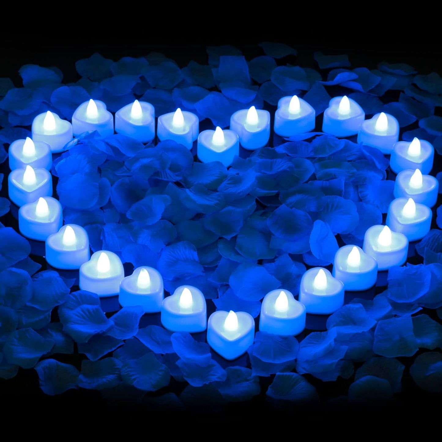 2000 Pieces Artificial Rose Petals with 24 Pieces LED Tea Lights Candles, Romantic Decorations Special Night Set for Valentine'S Day, Wedding Anniversary or Table Décor