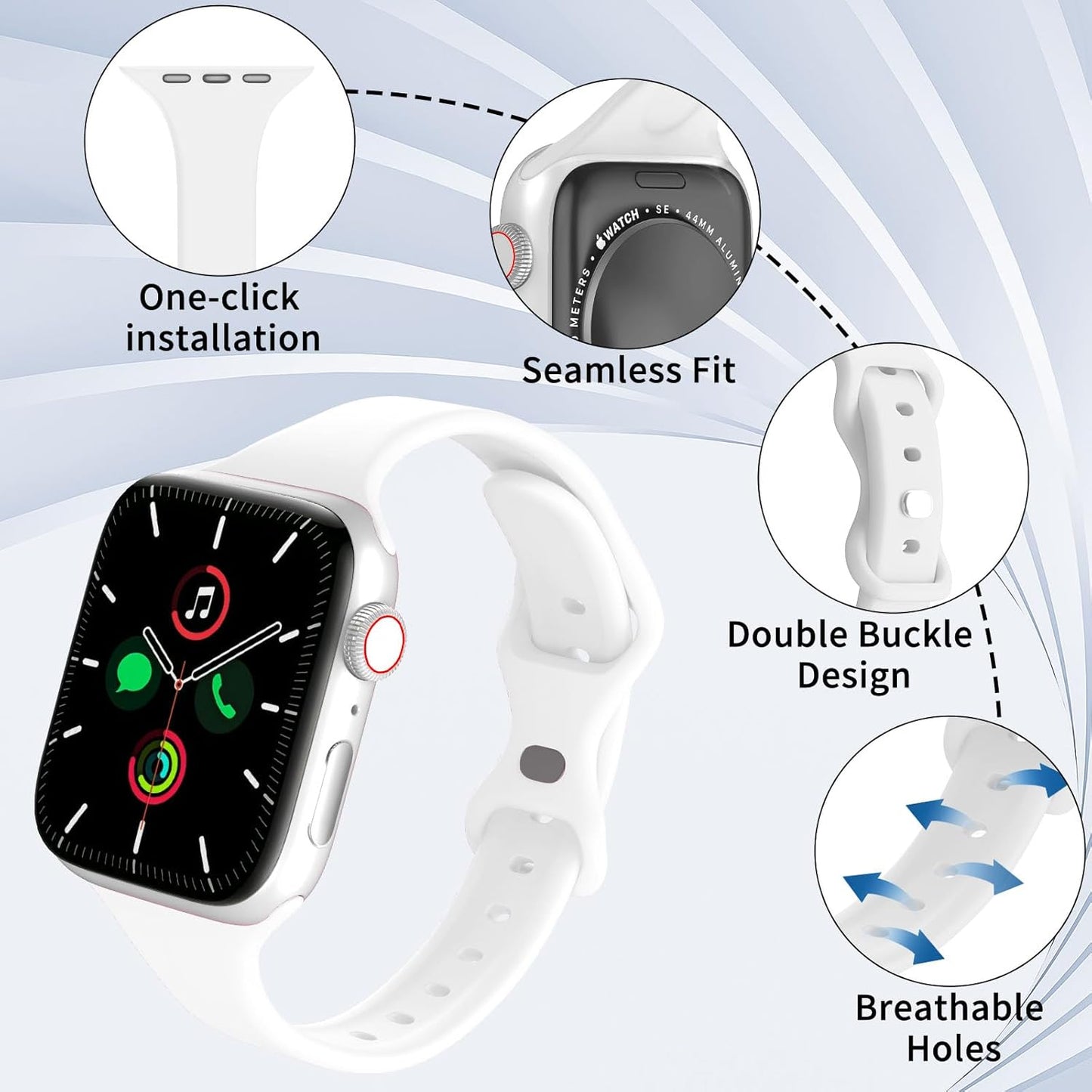 Band Compatible with Apple Watch 38Mm 40Mm 41Mm 42Mm 44Mm 45Mm 49Mm, Replacement Soft Silicone Sport Strap for Iwatch Series Ultra 9/8/7/6/5/4/3/2/1 SE Women Girl