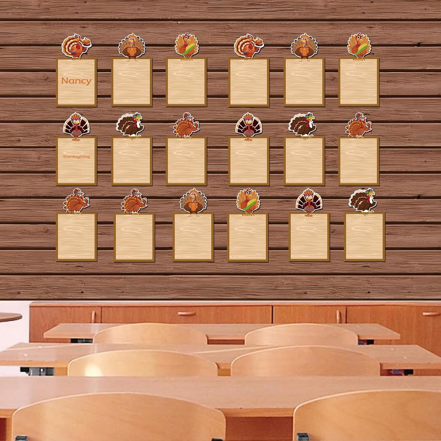 120Pcs Large Bulletin Board Name Tag Note Cards - 7X5Inches Brown Thanksgiving Turkey Cutouts with Glue Points,Craft Thanksgiving Bulletin Board Decoraion for Indoor Outdoor Decor Supplies