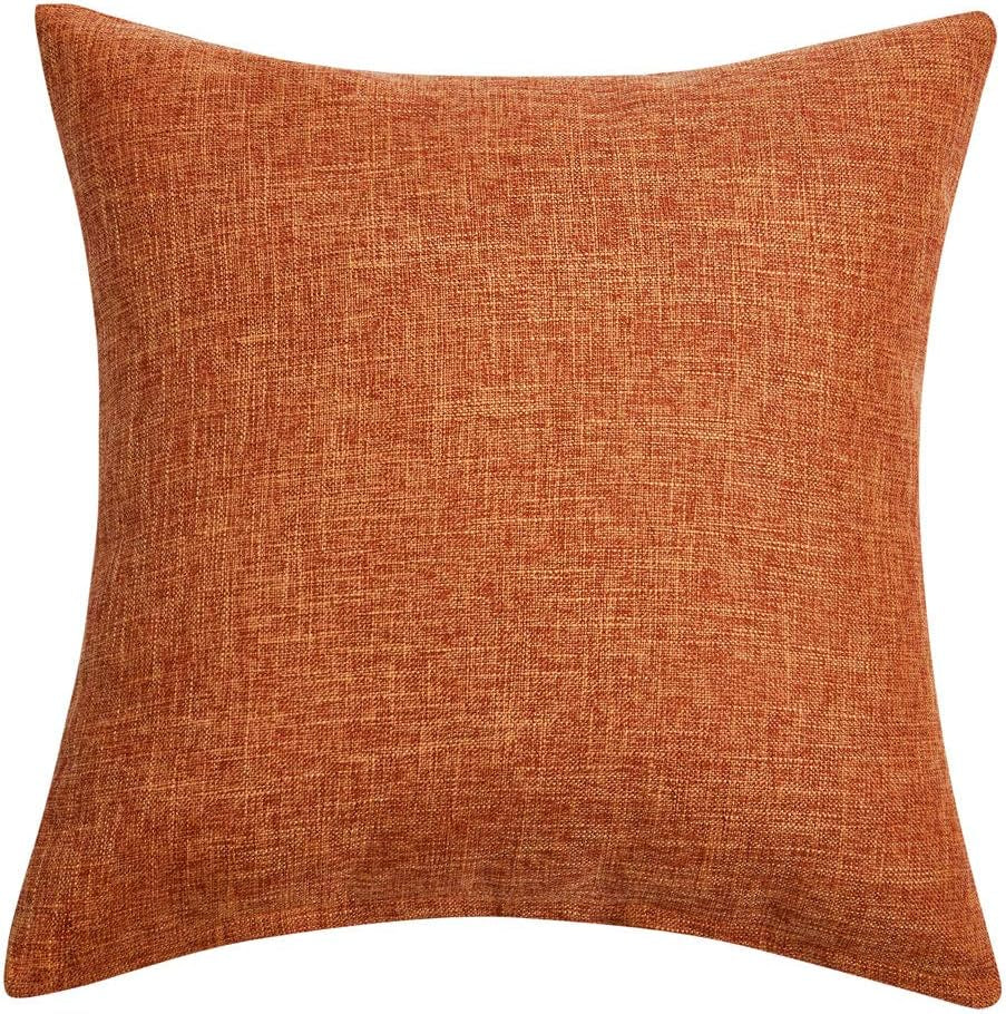 Thanksgiving Pillow Covers 18X18 Inch for Fall Decor Set of 2 Burnt Orange Rustic Linen Decorative Square Throw Pillow Covers Cushion Case for Sofa Couch Farmhouse Home Decorations