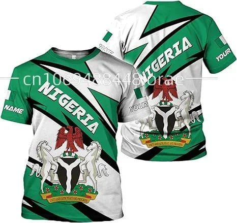 2024 Custom Name Nigeria Flag Emblem 3D T-Shirts Clothes for Men Women Tees Jersey Soccer Football Fans Gift T Shirt