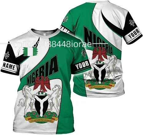 2024 Custom Name Nigeria Flag Emblem 3D T-Shirts Clothes for Men Women Tees Jersey Soccer Football Fans Gift T Shirt