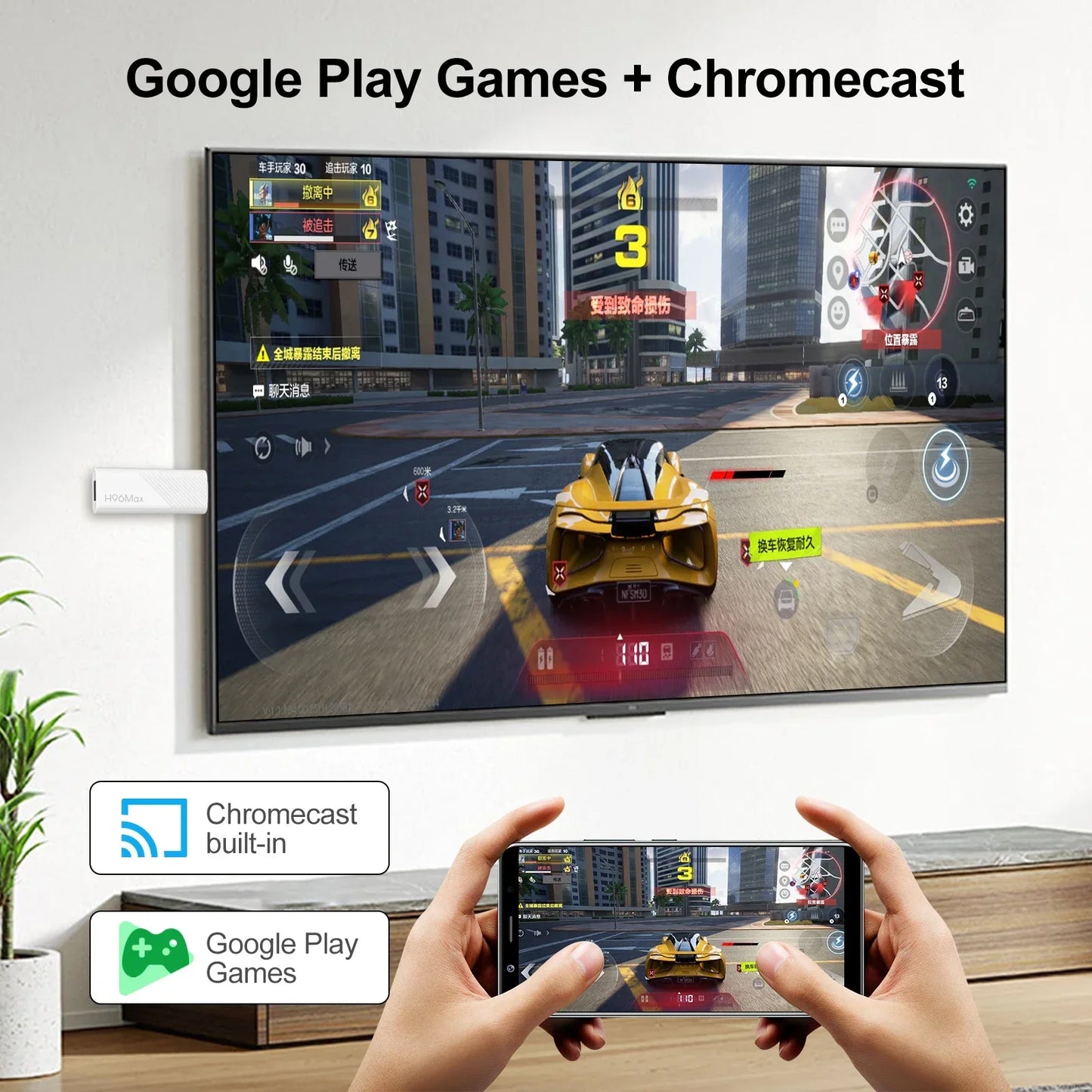 2024 H96 MAX H313 Mini TV Stick - Android 14, 2GB RAM, 16GB Storage, WiFi 6, 4K HD"