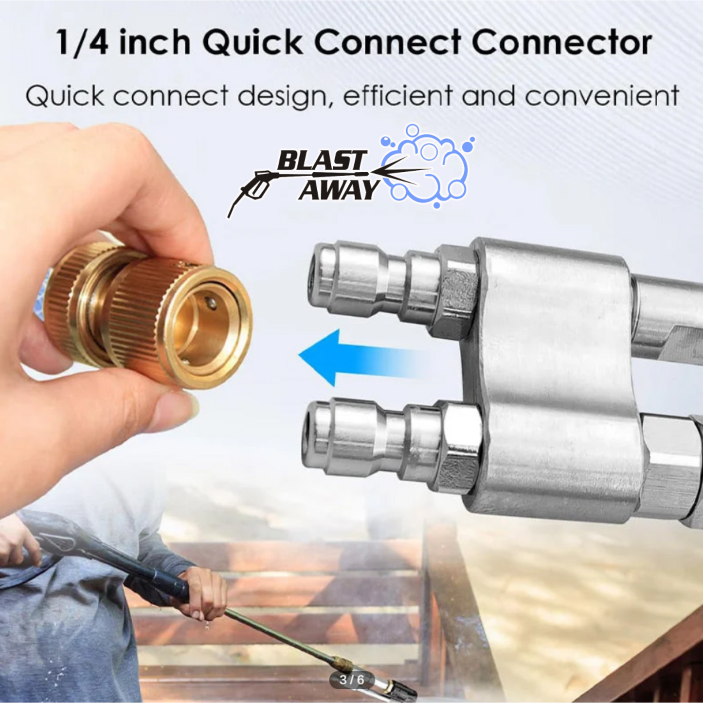 Blast away M5 Twist Downstream Nozzle for Pressure Washer Adjustable Stainless Steel Pressure Washer Nozzle - 304 Material, 5000 PSI 3-7 GPM Long-Range Spray
