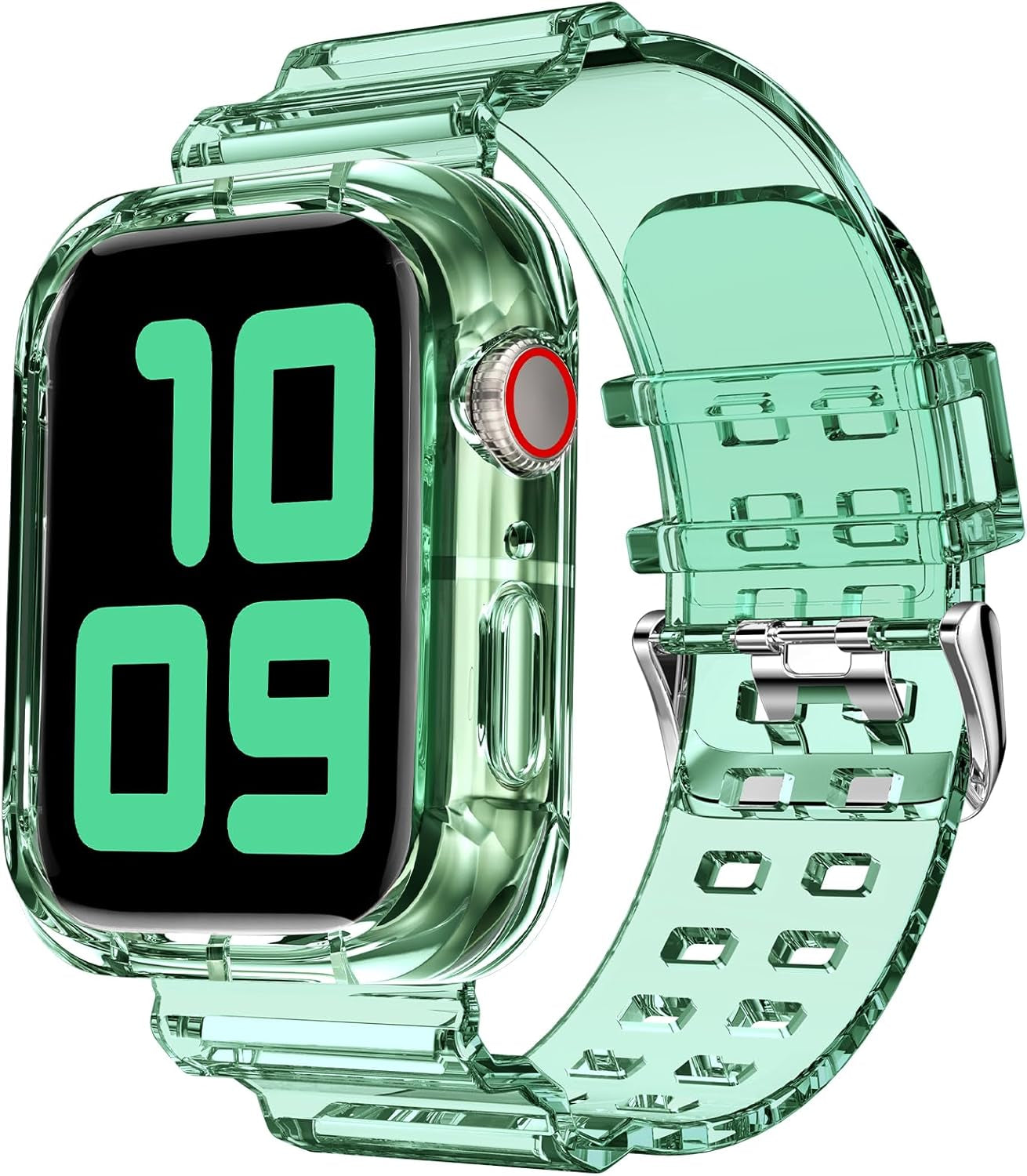 Compatible for Clear Apple Watch Band with Bumper Case, Women Men Glitter Bling TPU Sport Strap for Iwatch SE Ultra Series 10 9 8 7 6 5 4 3 2 1