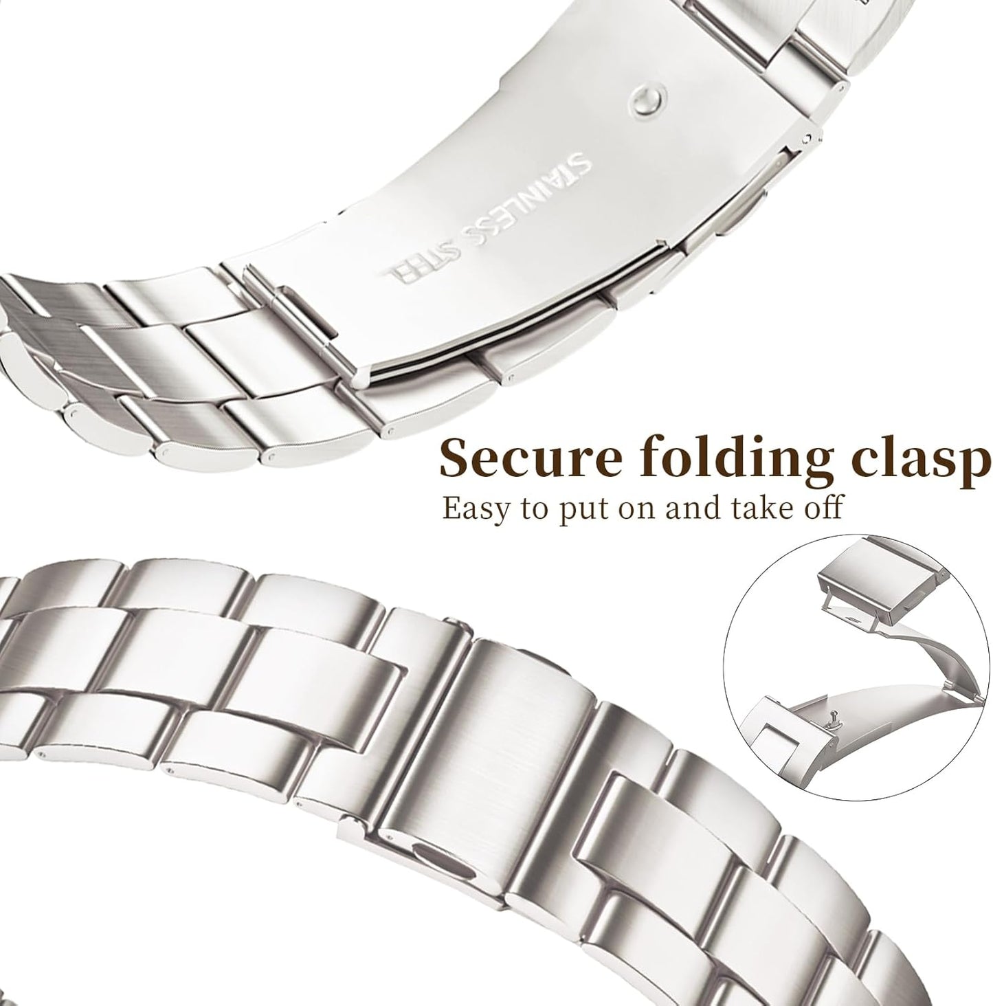 Thin Metal Bands Compatible with Apple Watch Band 38Mm 40Mm 41Mm 42Mm 44Mm 45Mm 46Mm 49Mm, Slim Stainless Steel Wristband Strap for Iwatch Ultra SE Series 10 9 8 7 6 5 4 3 2 1-Silver+Starlight