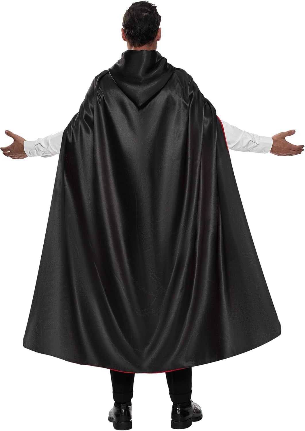 Adult Unisex Vampire Costume Accessories Halloween Vampire Cape for Transylvania Dracula Theme Party with Reversible Hooded Cape Cloak and Tattoo Scar