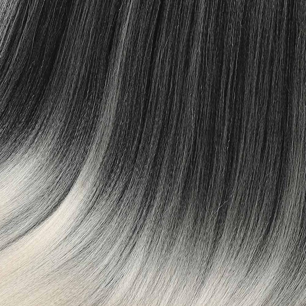 Ombre Silver Pre Stretched Braiding Hair-18 Inch Braiding Hair,Yaki Texture Prestretched Crochet Braids,Itch Free Hot Water Setting