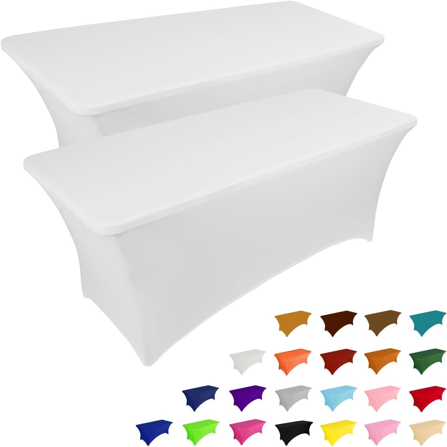 2 Pack 6FT Table Cloth for Rectangular Fitted Events Stretch Black Table Covers Washable Table Cover Spandex Tablecloth Table Protector for Party, Wedding, Cocktail, Banquet, Festival