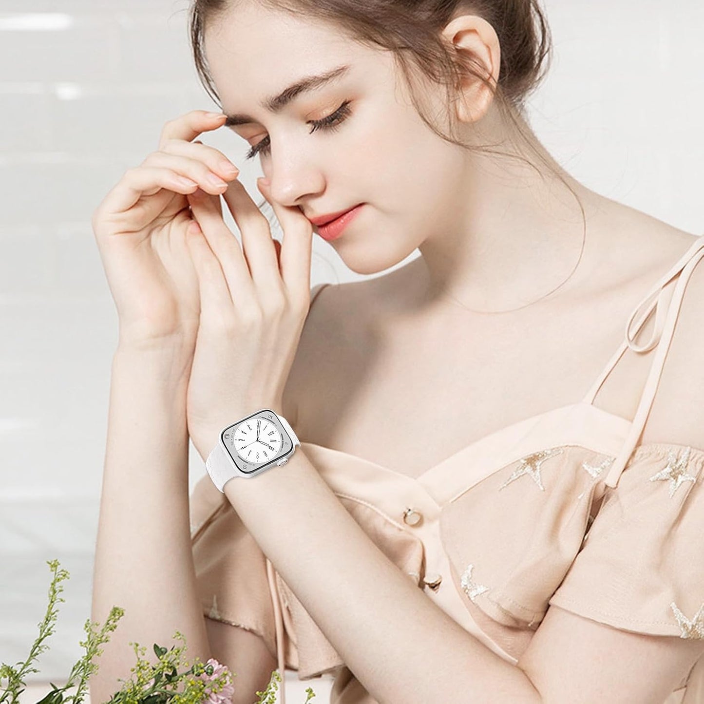 Floral Engraved Band for Apple Watch Band 38Mm 40Mm 41Mm 42Mm 44Mm 45Mm 49Mm Women,Soft Silicone Cute Embossed Flowers Bands for Iwatch Series 9/8/7/SE/6/5/4/3/2/1/ Ultra