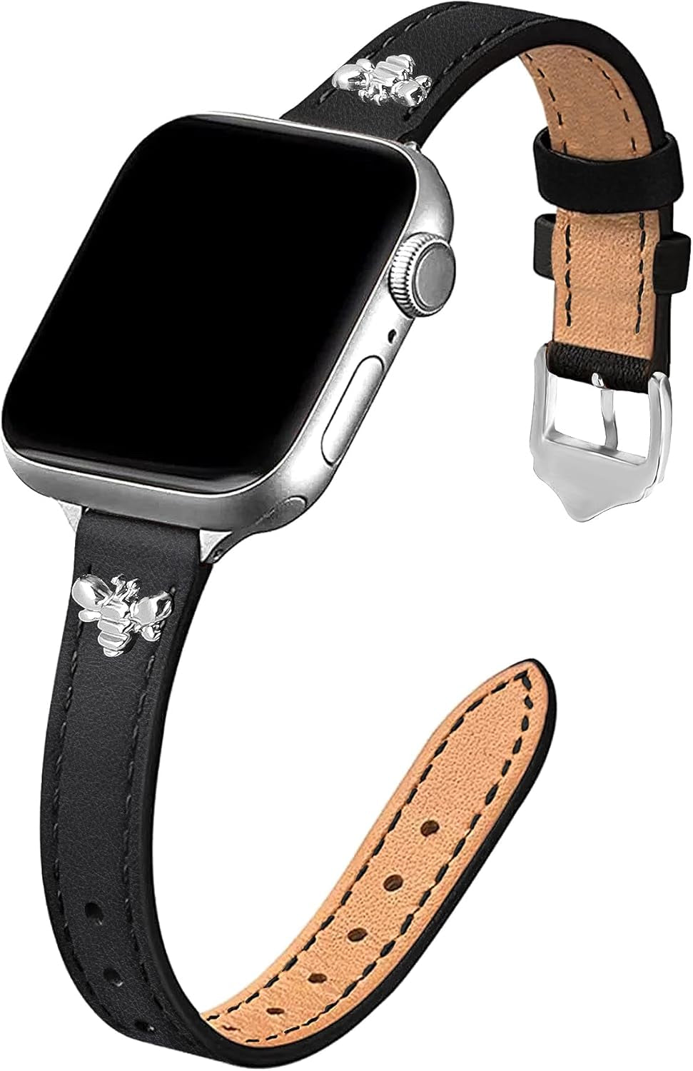 Elegant Slim Leather Bands Boho Beaded Watch Band Bundle Compatible with Apple Watch 38Mm 40Mm 41Mm 42Mm 44Mm 46Mm 45Mm 49Mm Women for Iwatch Series 10/9/8/7/6/5/4/3/2/1/Se/Ultra