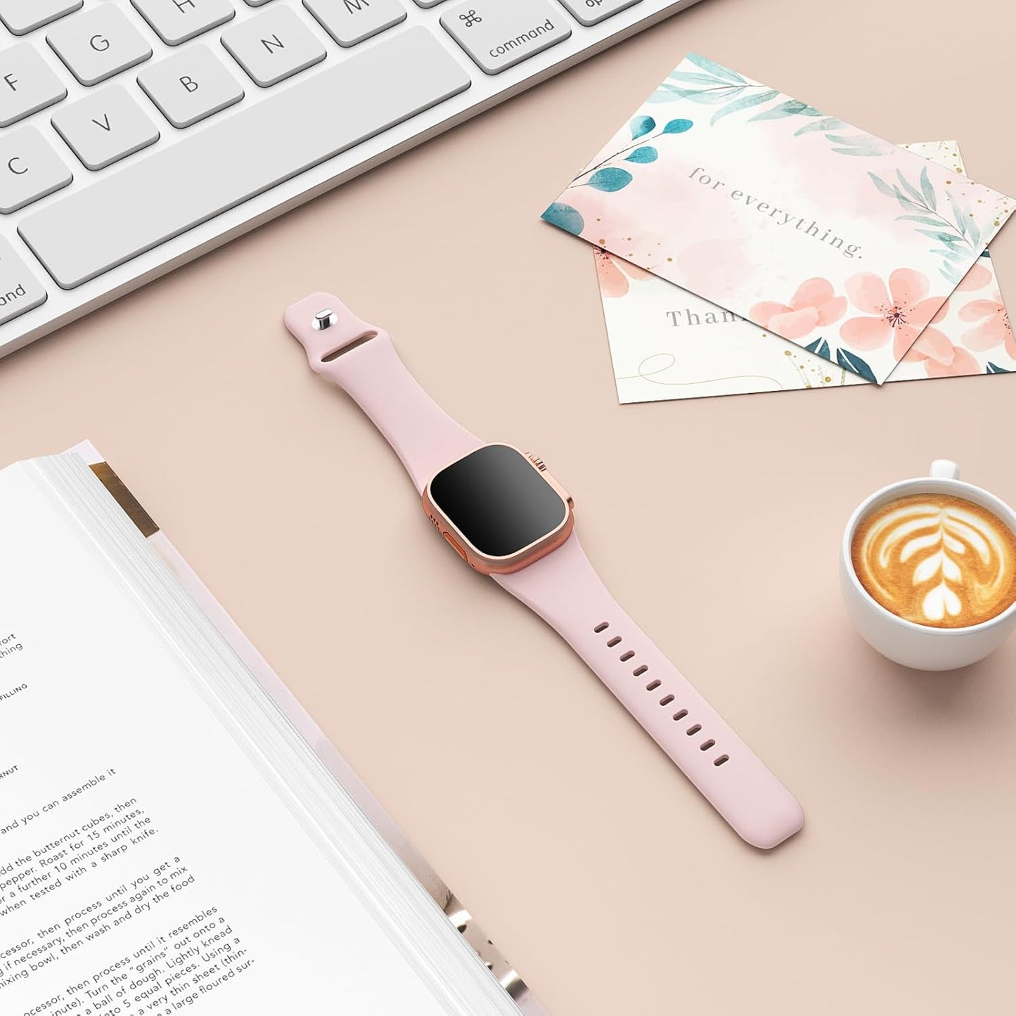 Sport Bands Compatible with Apple Watch 38Mm 40Mm 41Mm 42Mm 44Mm 45Mm 49Mm, Soft Silicone Replacement Waterproof Strap Wristband for Iwatch Series Ultra 9/8/7/6/5/4/3/2/1 SE Women Men, Light Pink