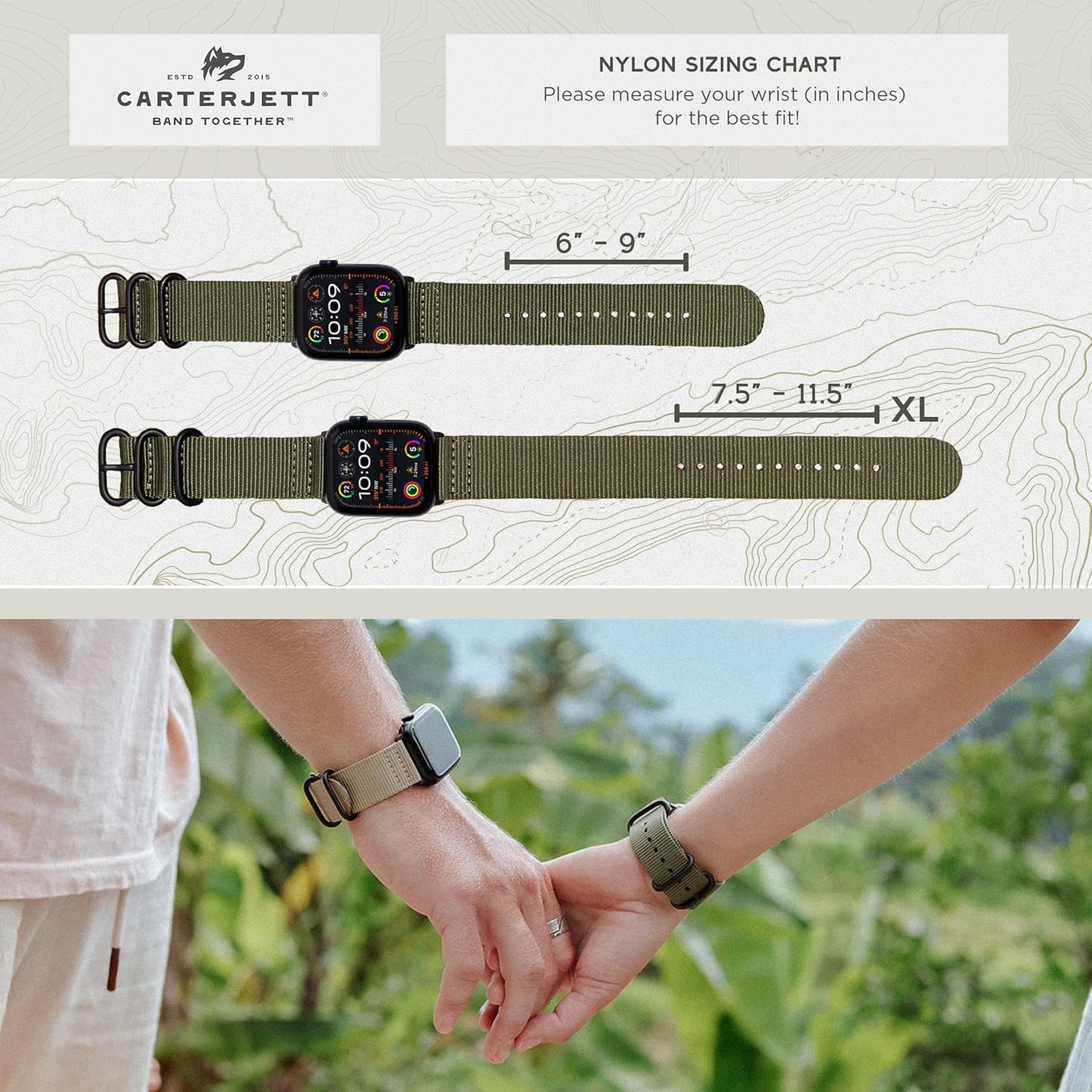 Hiking Trail Nylon Band | the Original Rugged Compatible with Apple Watch Band for Men & Women - Soft, Breathable, Woven Water-Resistant Nylon Mens Iwatch Strap | Fits Ultra 2 & Ultra 49Mm 45Mm 44Mm 42Mm Series 9 & All Models (Army Green)
