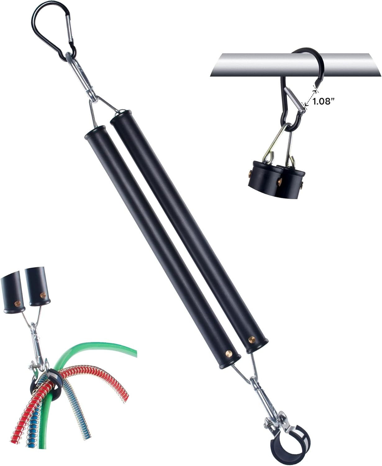 16” Double Tender Spring Kit, Dual Tender Spring for Suspending Trailer Air Line & Electric Cords, Tender Spring Assembly with Hanger Bracket for Semi Trucks Tractors Trailers