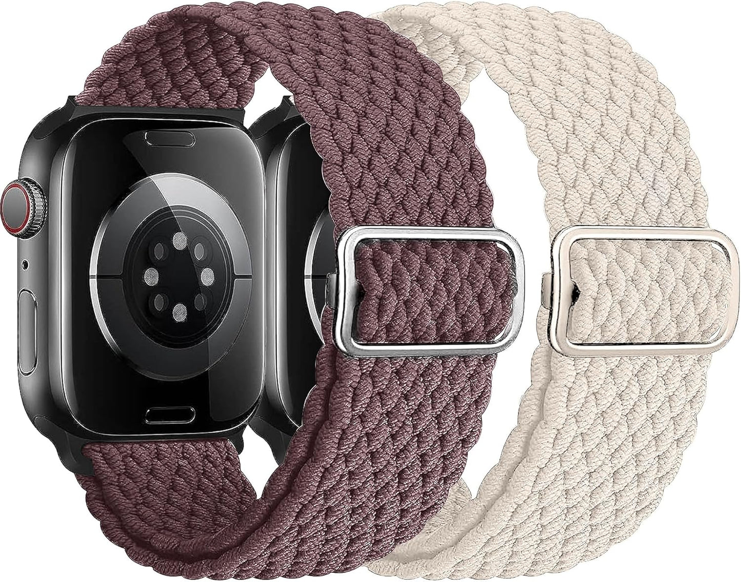 Braided Solo Loop Compatible with Apple Watch Band 38Mm 40Mm 41Mm, Adjustable Stretchy Bands Elastic Sport Wristbands for Iwatch Series 8 7 6 5 4 3 2 1 SE Ultra, for Men/Women, 2 Pack.