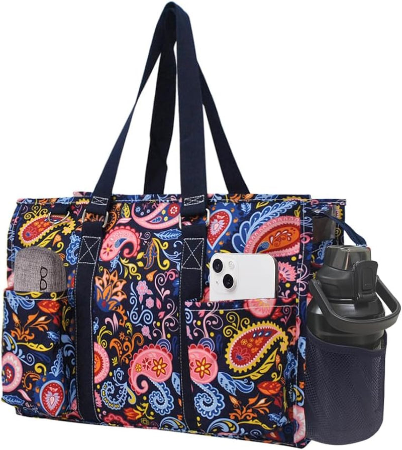 Utility Water Resistant Tote Bag, Top Zipper Closure, Perfect Gifts for Working Women, Nurses, Gym Bag