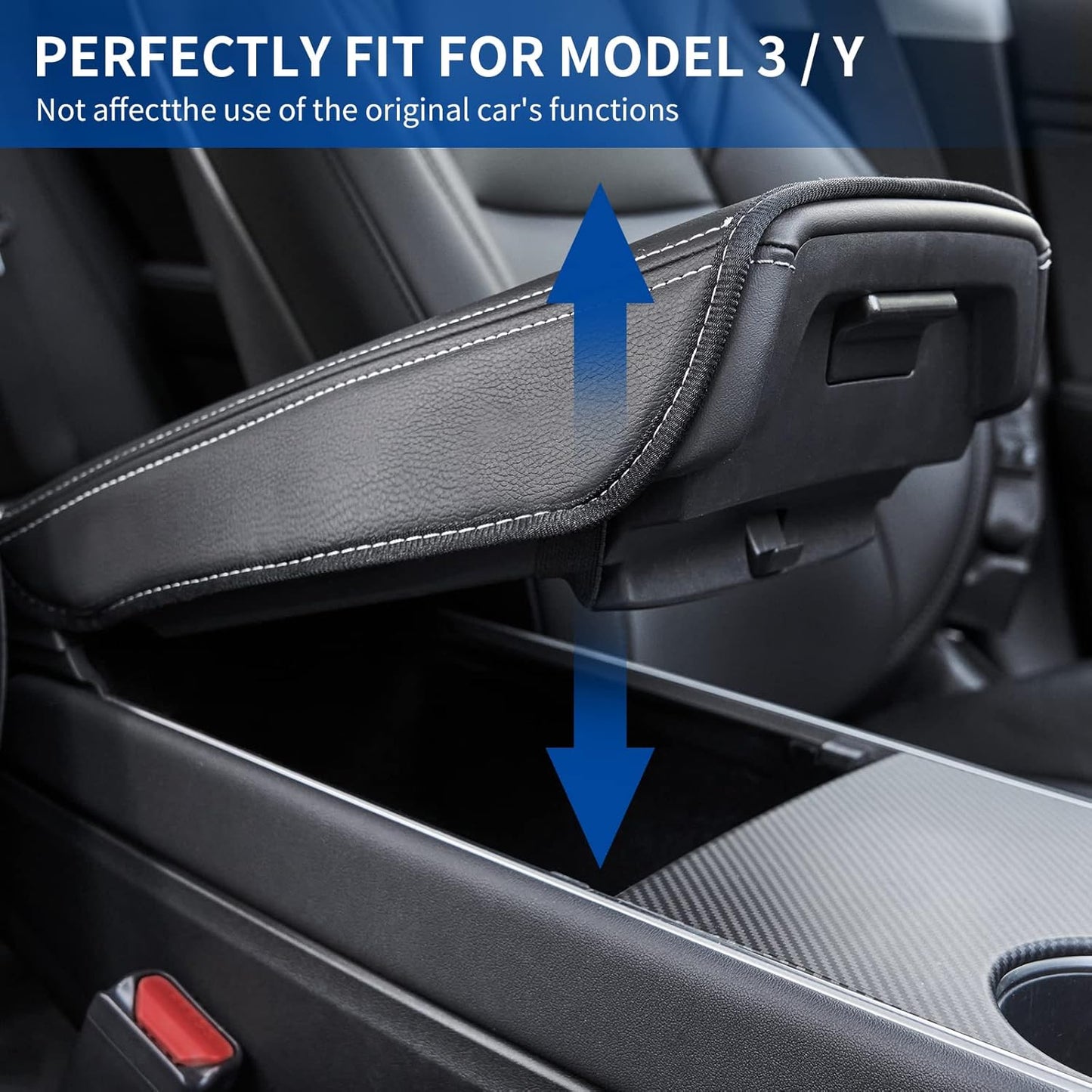 Tesla Model 3/Y Armrest Accessories - Center Console Cover for Tesla - Car Armrest Box Cover Decoration Interior for Model 3 2017-2022 2023 2024 or Model Y 2020-2022 2023 2024 - Black