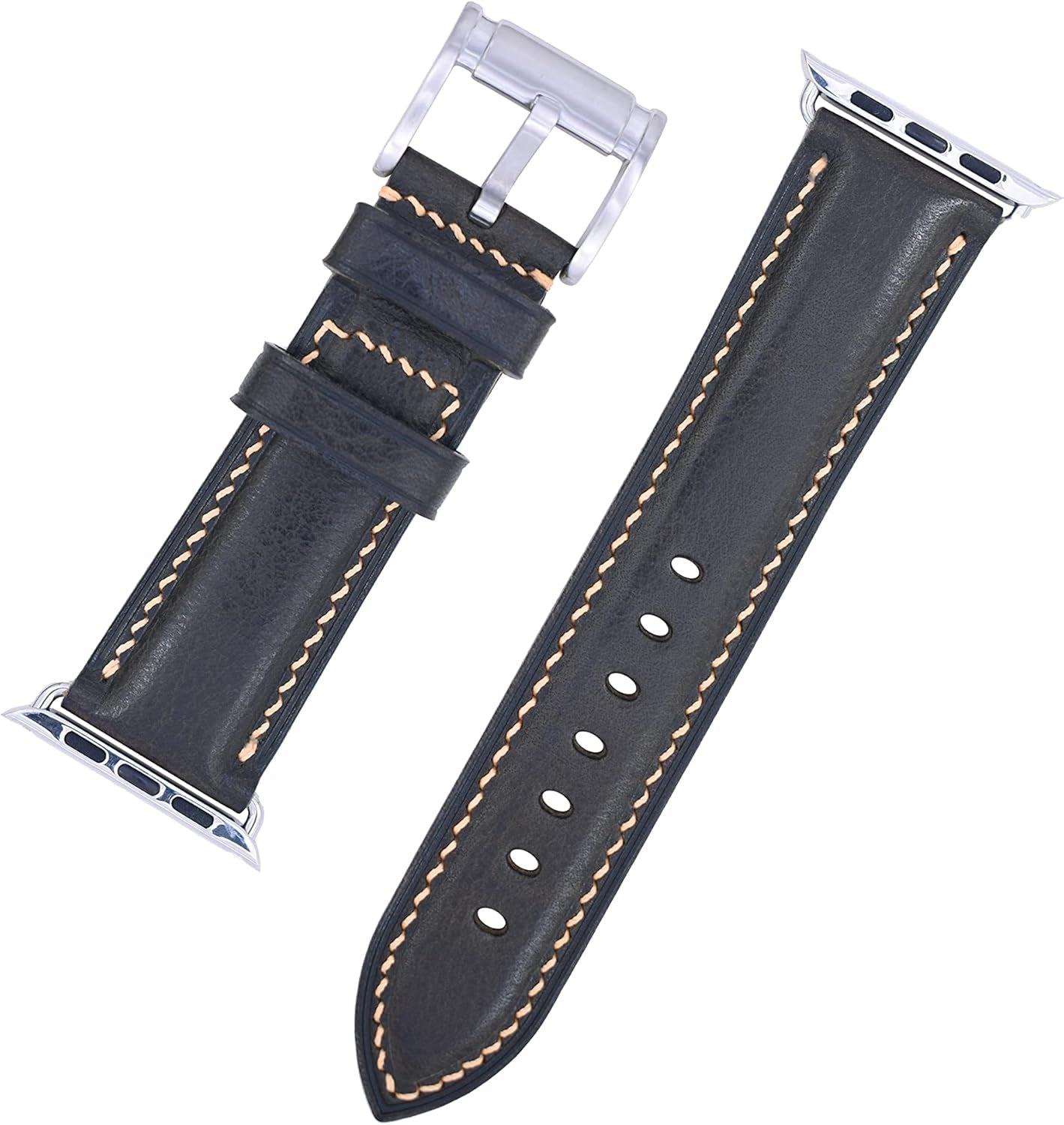 Vintage Leather Watch Bands Compatible with Apple Watch Band 38Mm/40Mm/41Mm 42Mm/44Mm/45Mm, Top Grain Genuine Leather Replacement Watch Strap for Apple Watch Series SE 9 8 7 6 5 4 3 2 1 SE for Men Women
