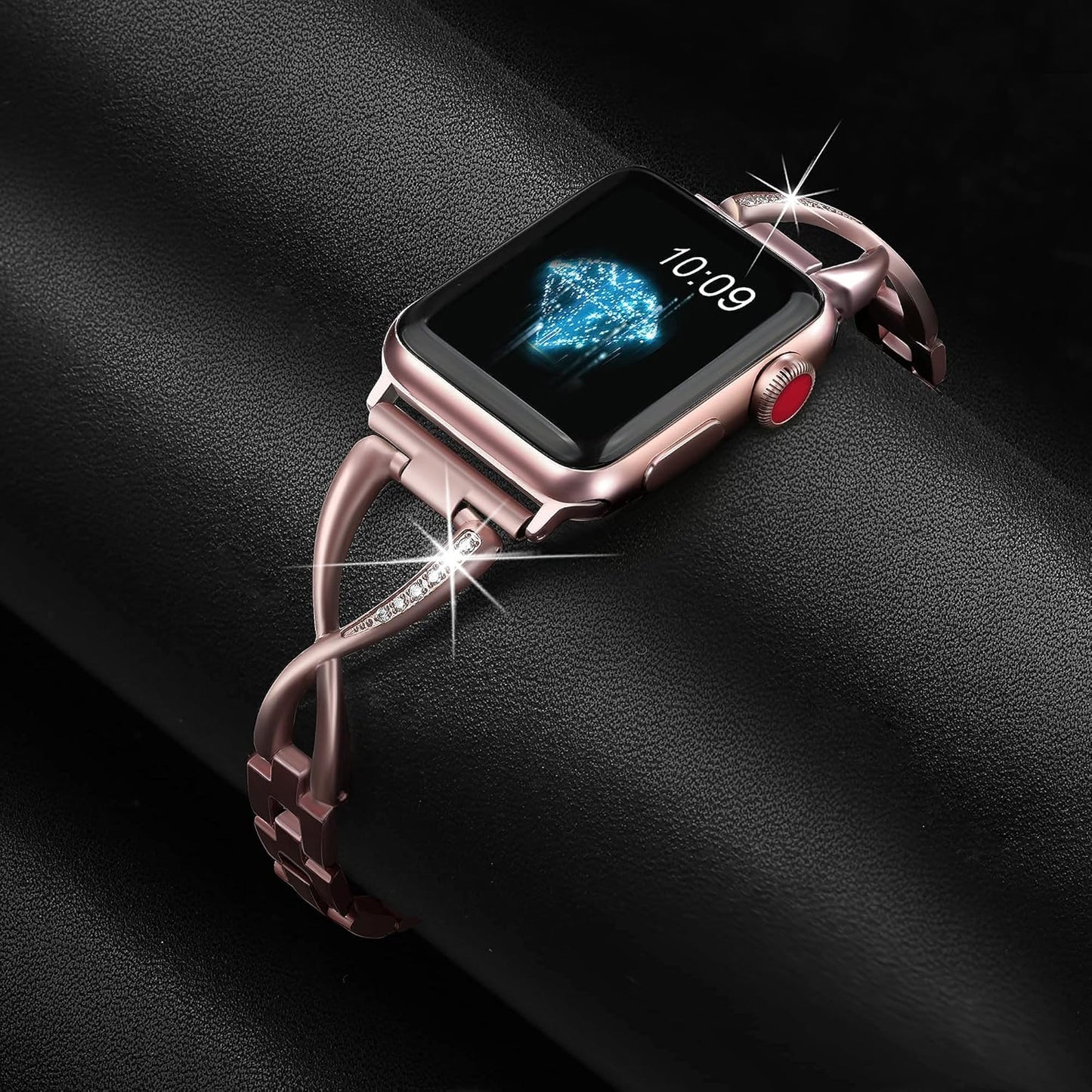 Bands Compatible with Apple Watch Band 38Mm 40Mm 41Mm 42Mm 44Mm 45Mm Iwatch SE Series 9/8/7/6/5/4/3/2/1 Women Dressy Jewelry Stainless Steel Accessories Wristband Strap