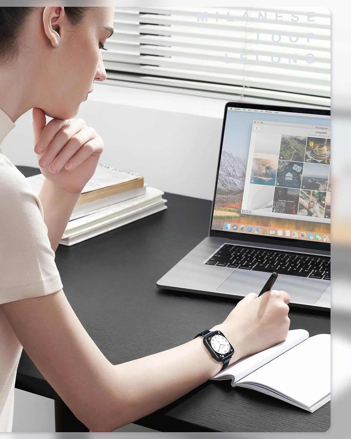 Slim Watch Band Compatible with Apple Watch Band 38Mm 40Mm 41Mm 42Mm 44Mm 45Mm 49Mm Women & Men, Stainless Steel Mesh Loop Magnetic Clasp Replacement for Iwatch Bands Series 9,Ultra 2, SE, Ultra Series 8 7 6 5 4 3 2 1 (Midnight, 41Mm/40Mm/38Mm)