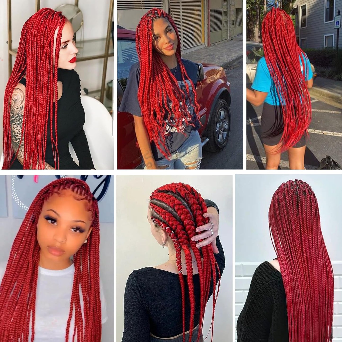 Red Braiding Hair Pre Stretched 26 Inch 2 Pack Pre Stretched Braiding Hair Long Straight Kanekalon Braiding Hair Soft Yaki Synthetic Braids Hair Extensions