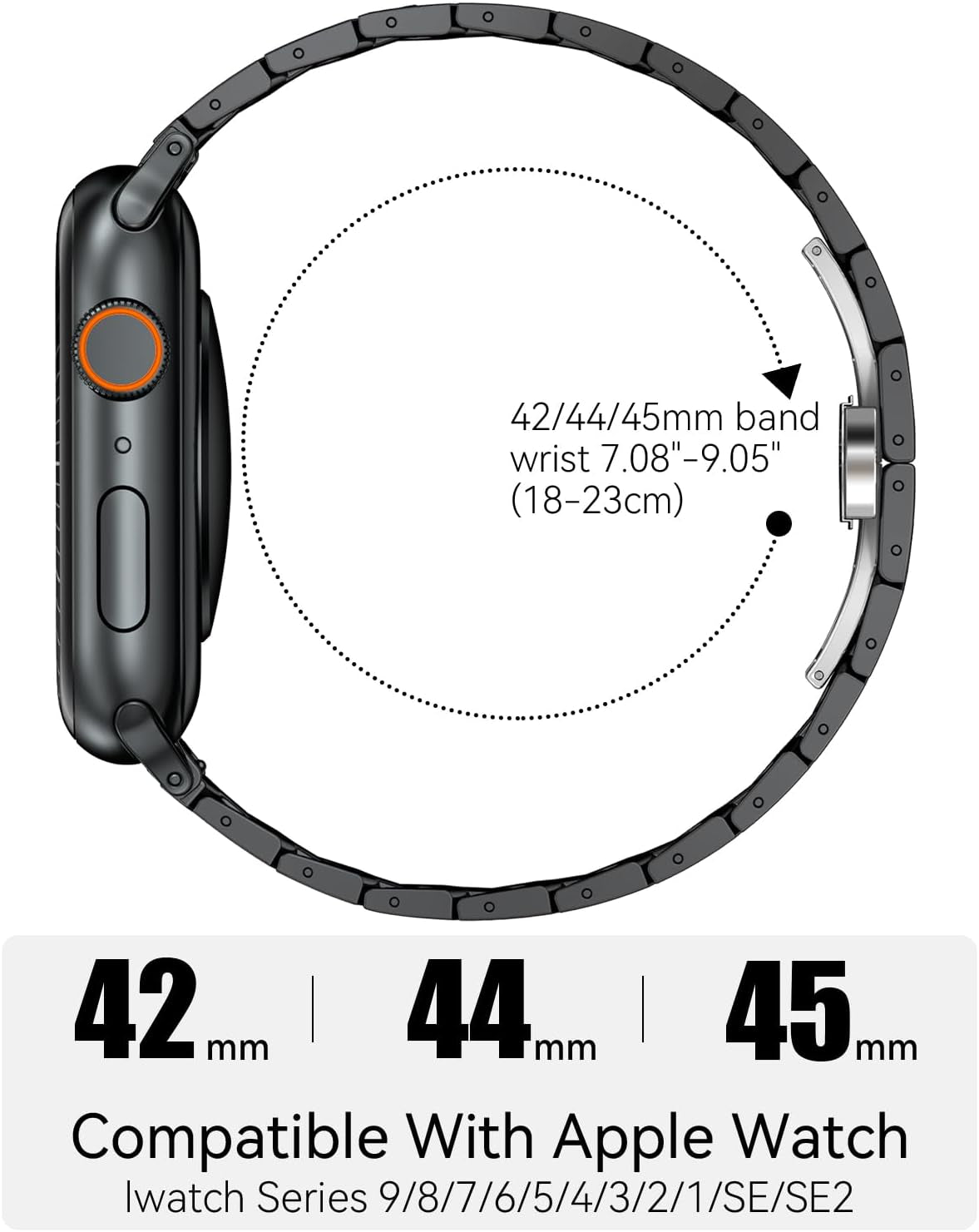 Compatible with Apple Watch Band 49Mm 45Mm 44Mm 42Mm for Men Women, Stainless Steel Metal Watch Bands for Iwatch Ultra 2 Ultra Series 9 8 7 6 5 4 3 2 1 SE SE2