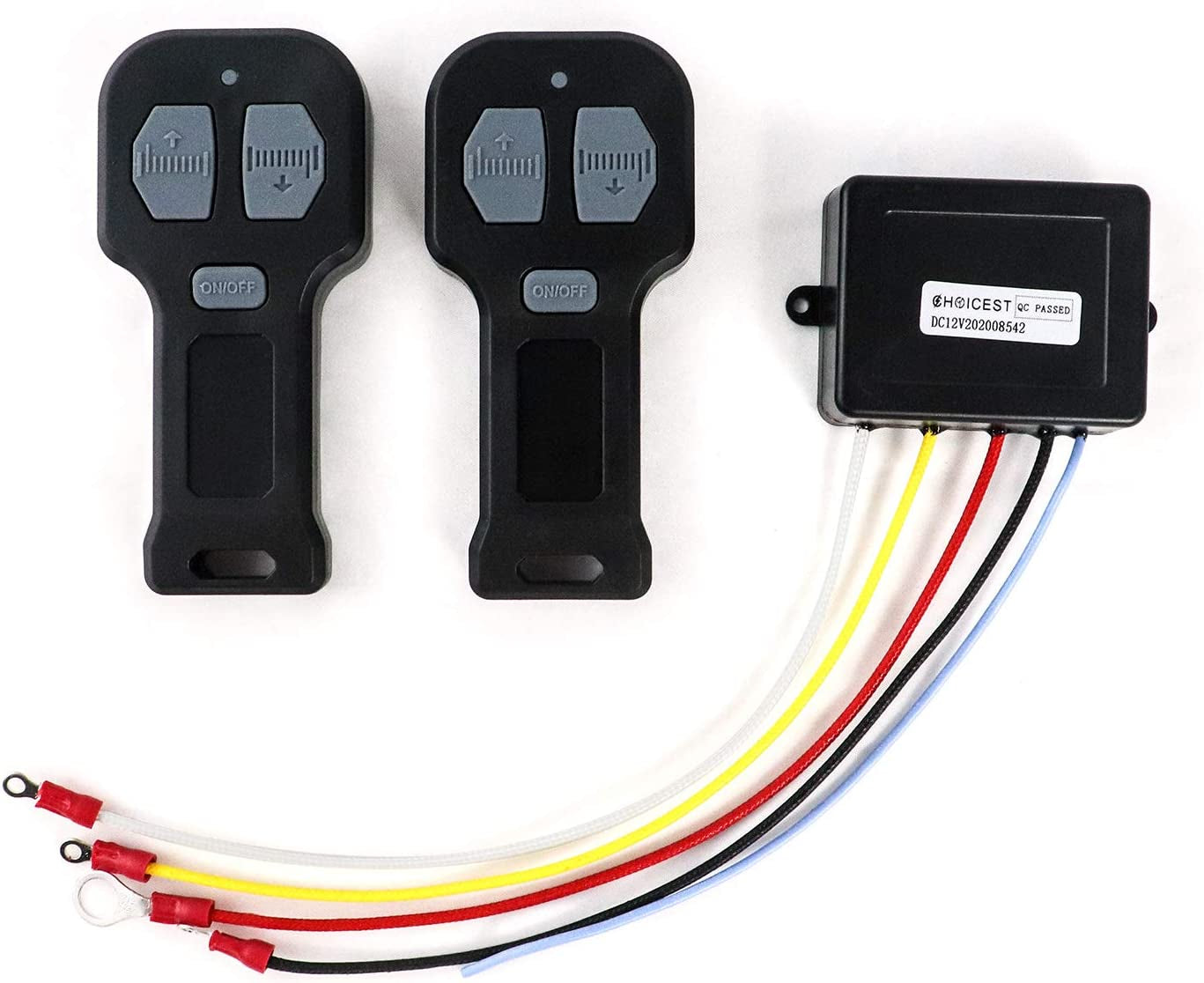 12V Car Wireless Winch Electric Remote Control, 4 Pack Universal Mini 5 Wire Control Winch with Dual Manual Matching Transmitter Kit for Truck, ATV and SUV Winch Wireless System TRUCK DRIVER