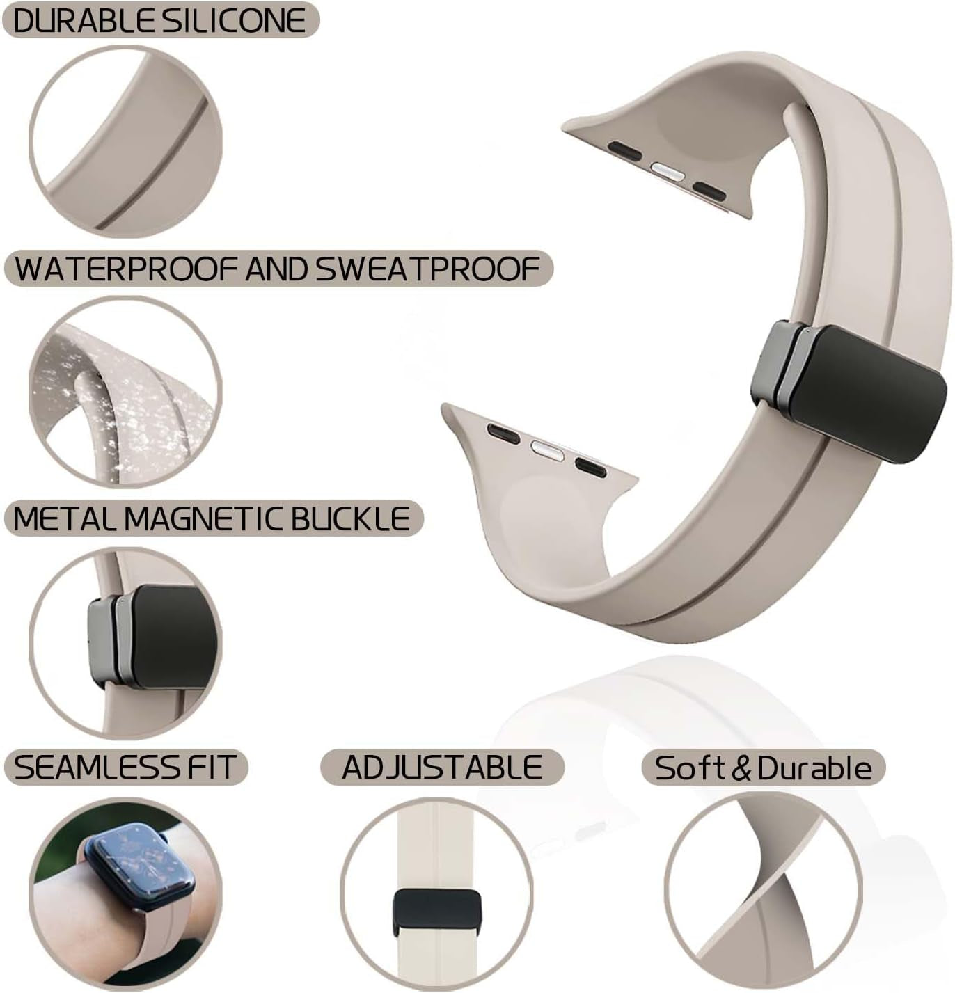 Sport Bands Compatible with Apple Watch Band 38-49Mm,Soft Silicone Waterproof Strap Compatible with Iwatch Apple Watch Series Ultra 8 7 6 5 4 3 2 1 SE Women Men