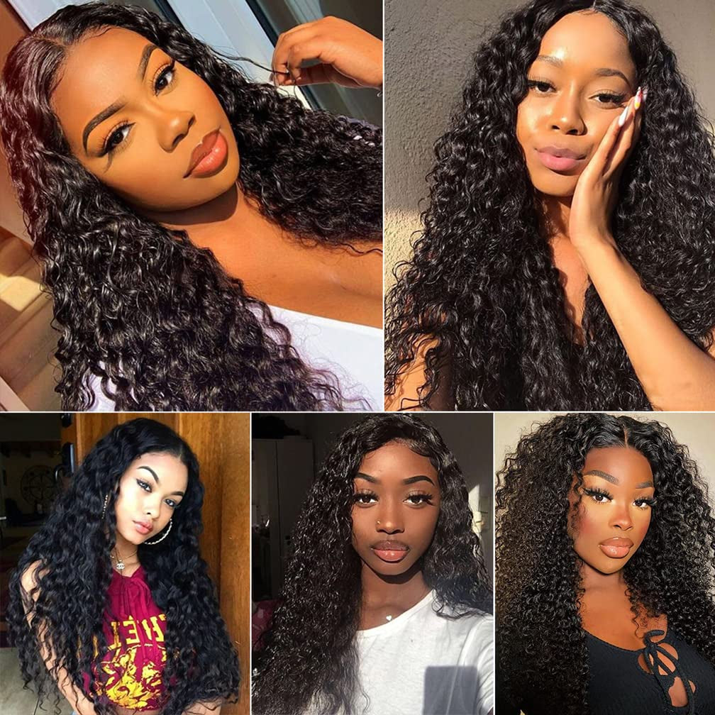 Brazilian Water Wave Wet and Wavy Human Hair 4 Bundles for Black Women Curly Wave 4 Bundles 20 22 24 26 Human Hair Bundles Water Wave Hair Extensions