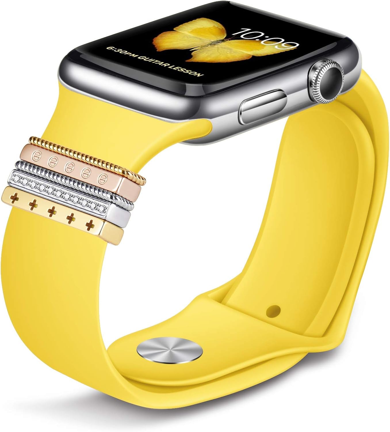 Decorative Rings Loops Compatible with Apple Watch Bands Charms Series 8/7 41Mm 45Mm/Series 6/SE2/SE/5/4 44Mm 40Mm/Series 3/2/1 42Mm 38Mm Watchband Decorative Charms Accessories (No Band)