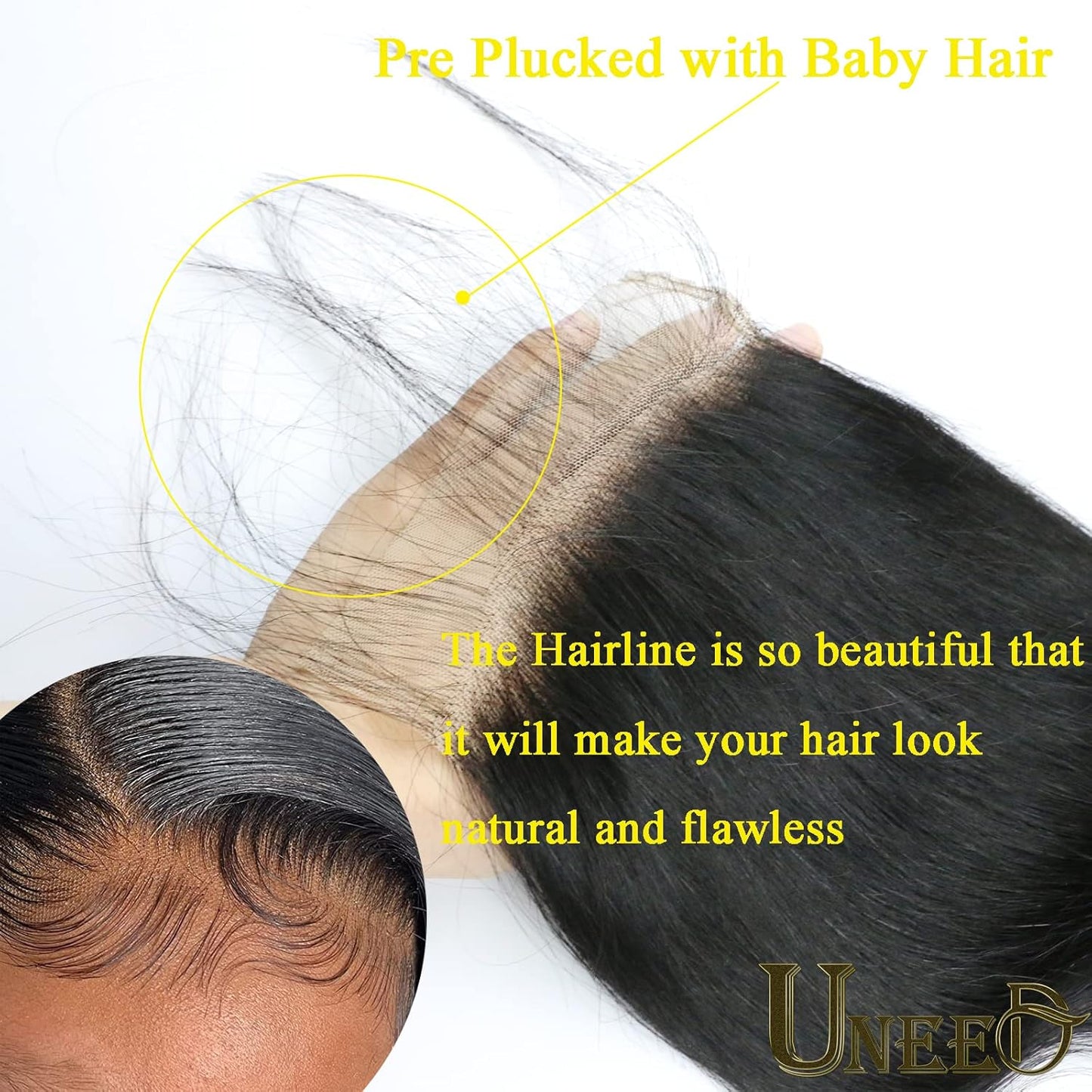 5X5 Closure Body Wave Closure 12A Invisible Ultra-Thin HD Lace Closure Brazilian Virgin Remy Human Hair Frontal Closure Pre Plucked with Baby Hair Natural Black Color (16 Inch)