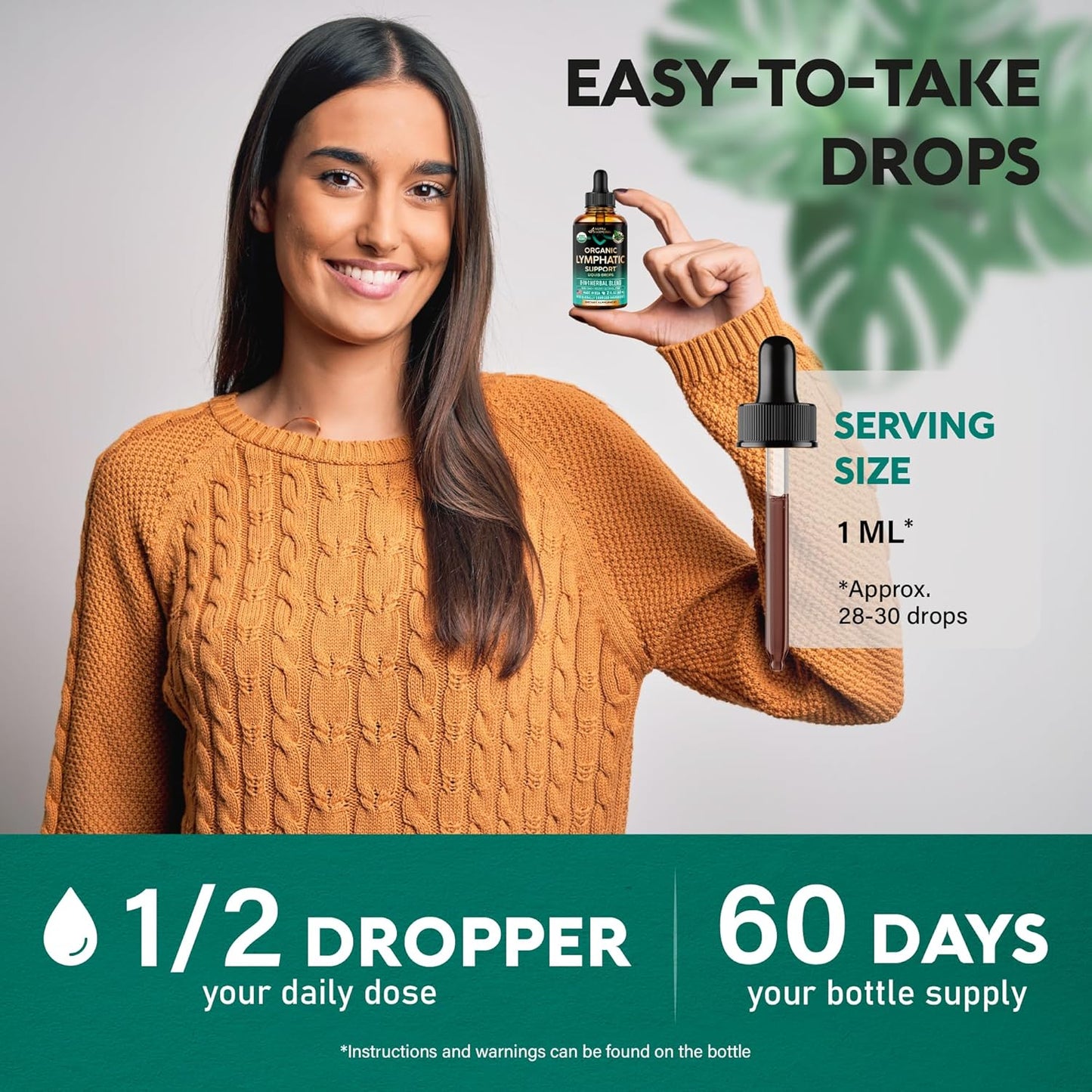 USDA Organic Lymphatic Drainage Supplement - Echinacea | Elderberry | Dandelion | Rosehip | Cleavers | Calendula | Burdock - Made in USA - Lymph System Drops - Immune Support, Cleanse & Detox, 2 Fl Oz TLBH