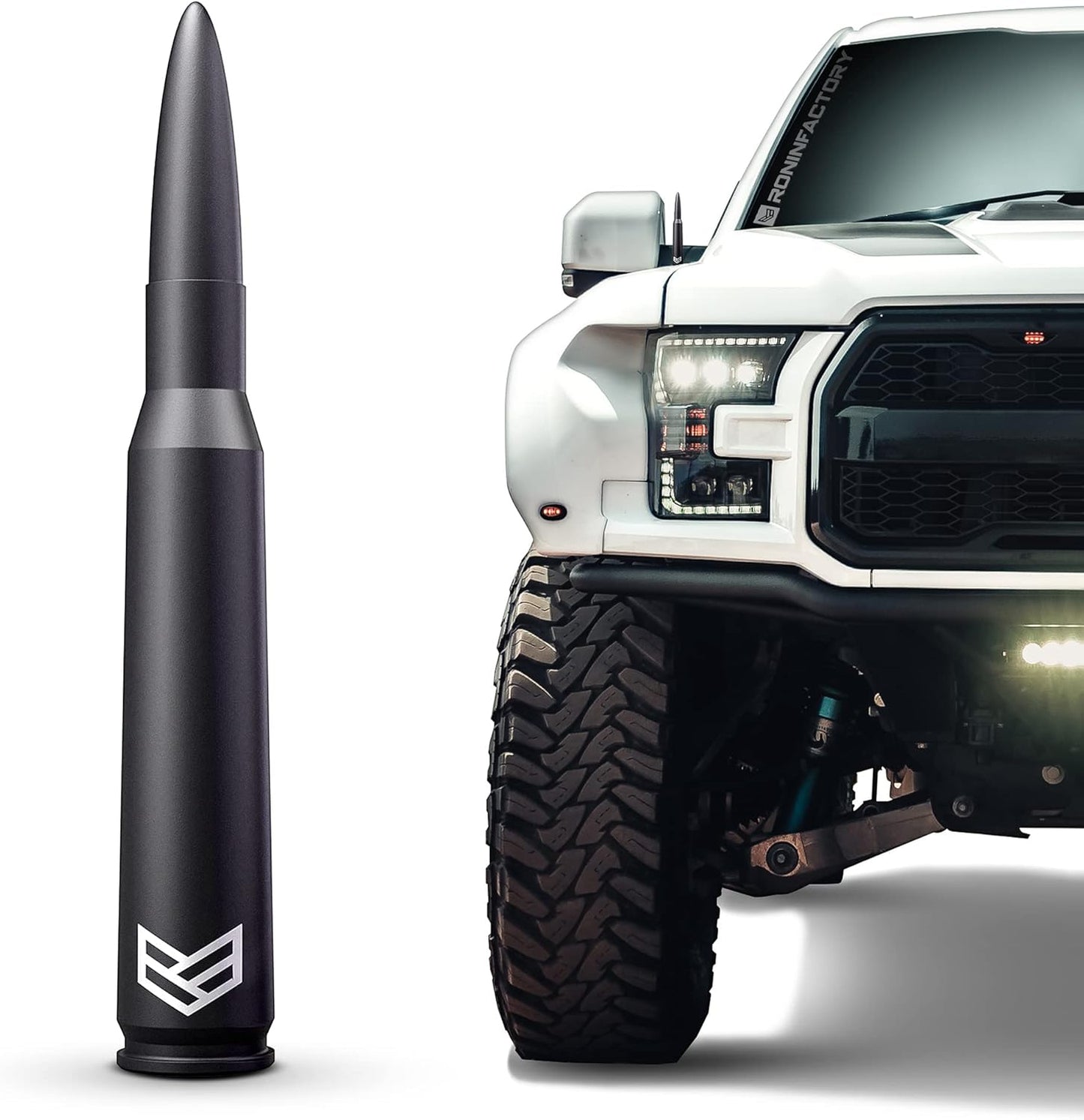 50 Cal Bullet Antenna - Ford F150 F250 F350 Super Duty Raptor Bronco Truck Accessory - RAM 1500 Short Antenna Replacement TRUCK DRIVER
