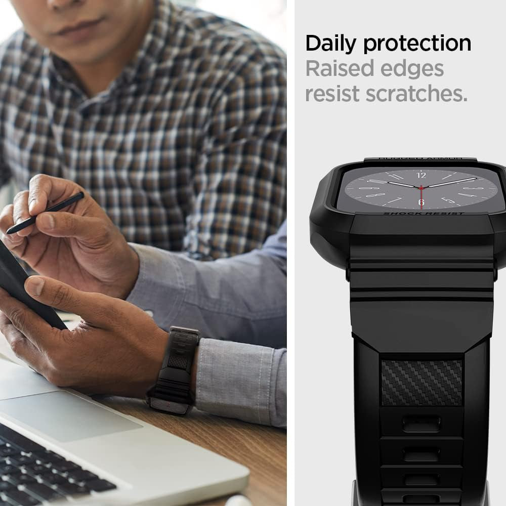 Rugged Armor Pro Designed for Apple Watch Case with Band Series 9/8/SE2/7/6/SE/5/4 45Mm/44Mm - Black